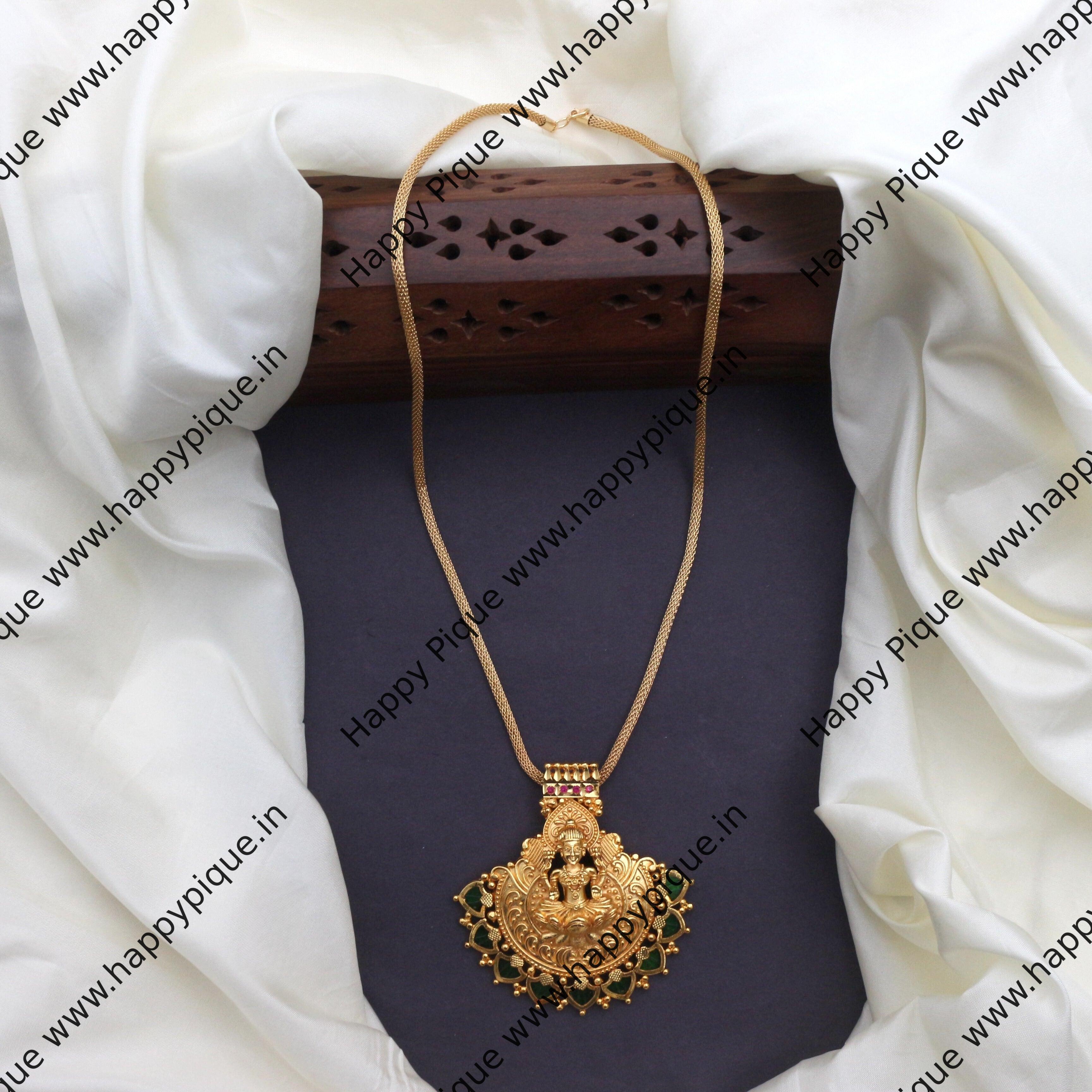 Real Gold Tone Kerala Lakshmi Palakka Pendant Chain