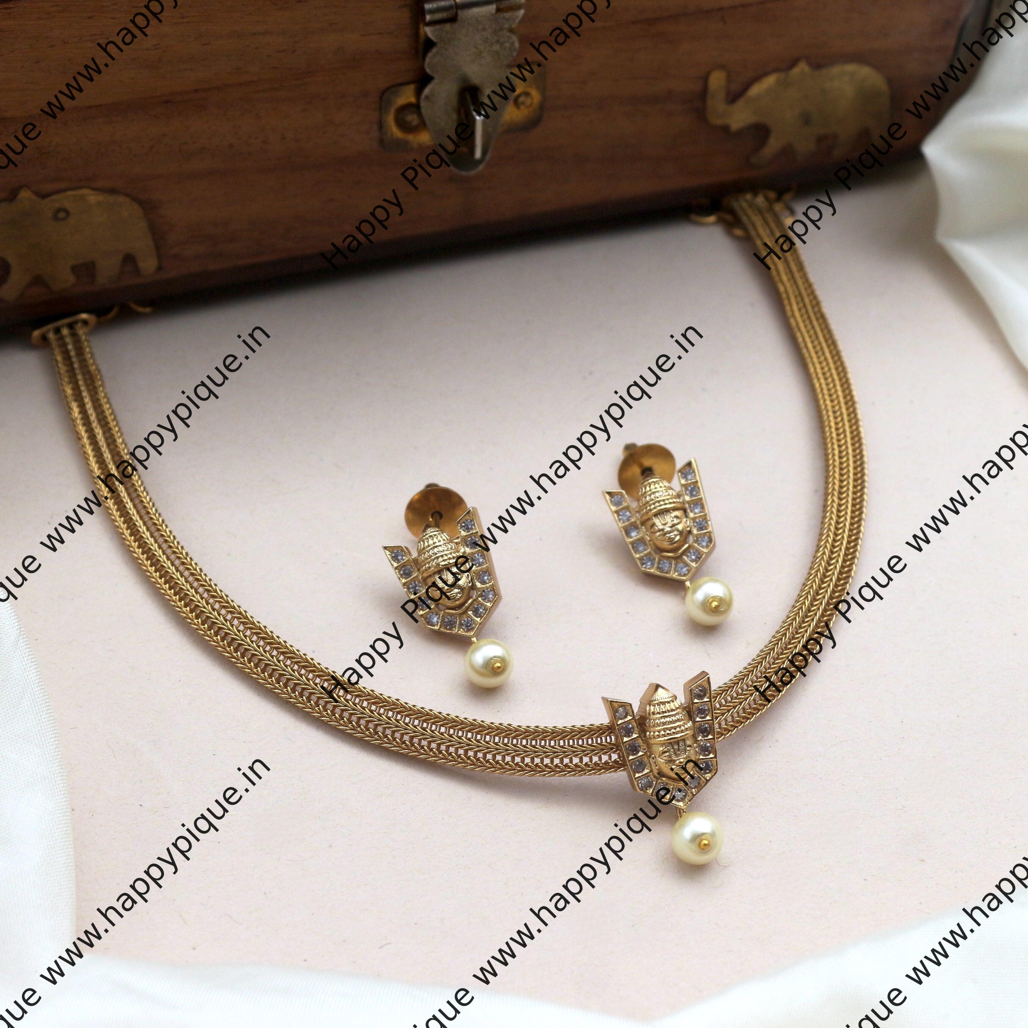 Simple & Cute Small AD Balaji Namam Necklace