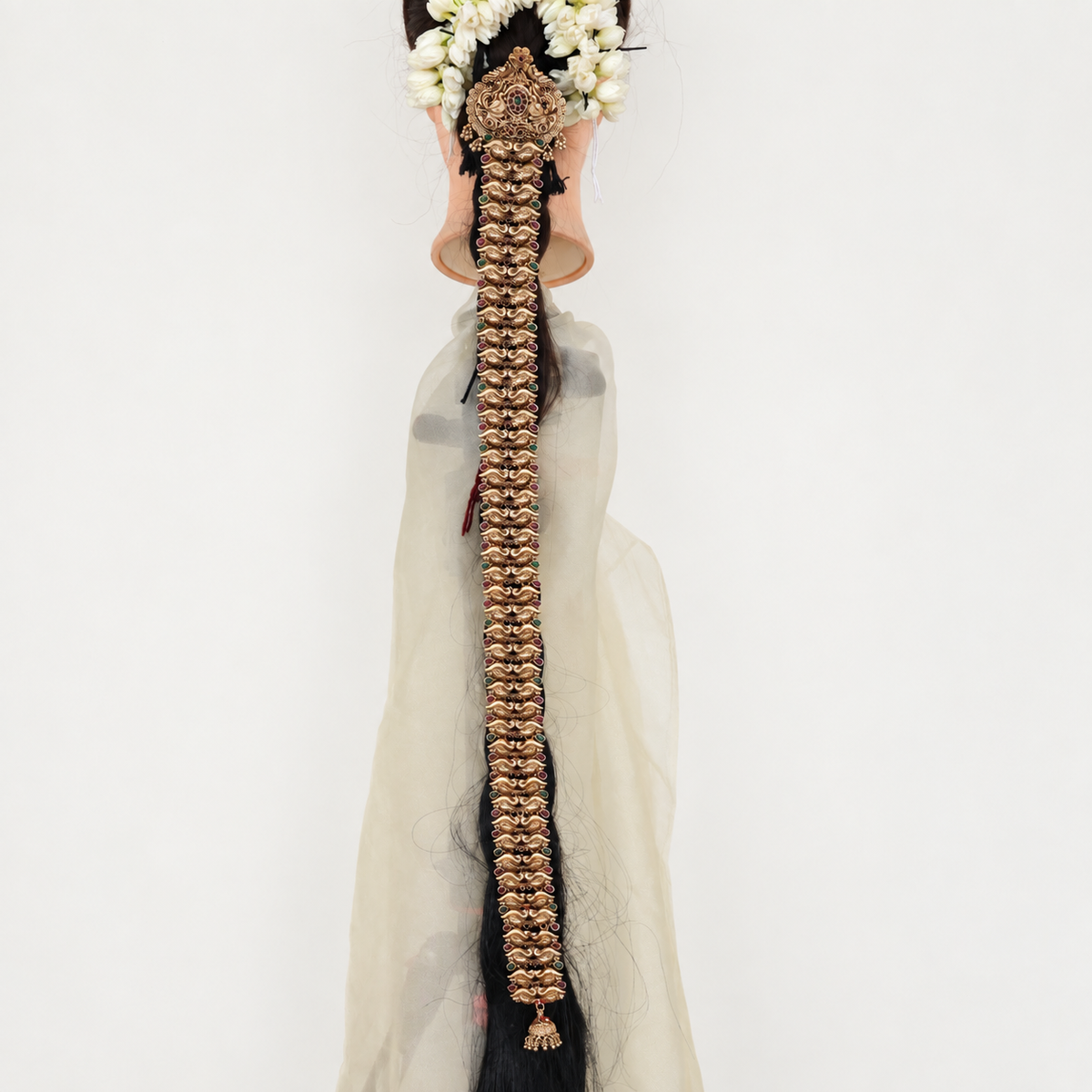 Antique Nagas Budget Bridal Long Jada Choti - Double Peacock