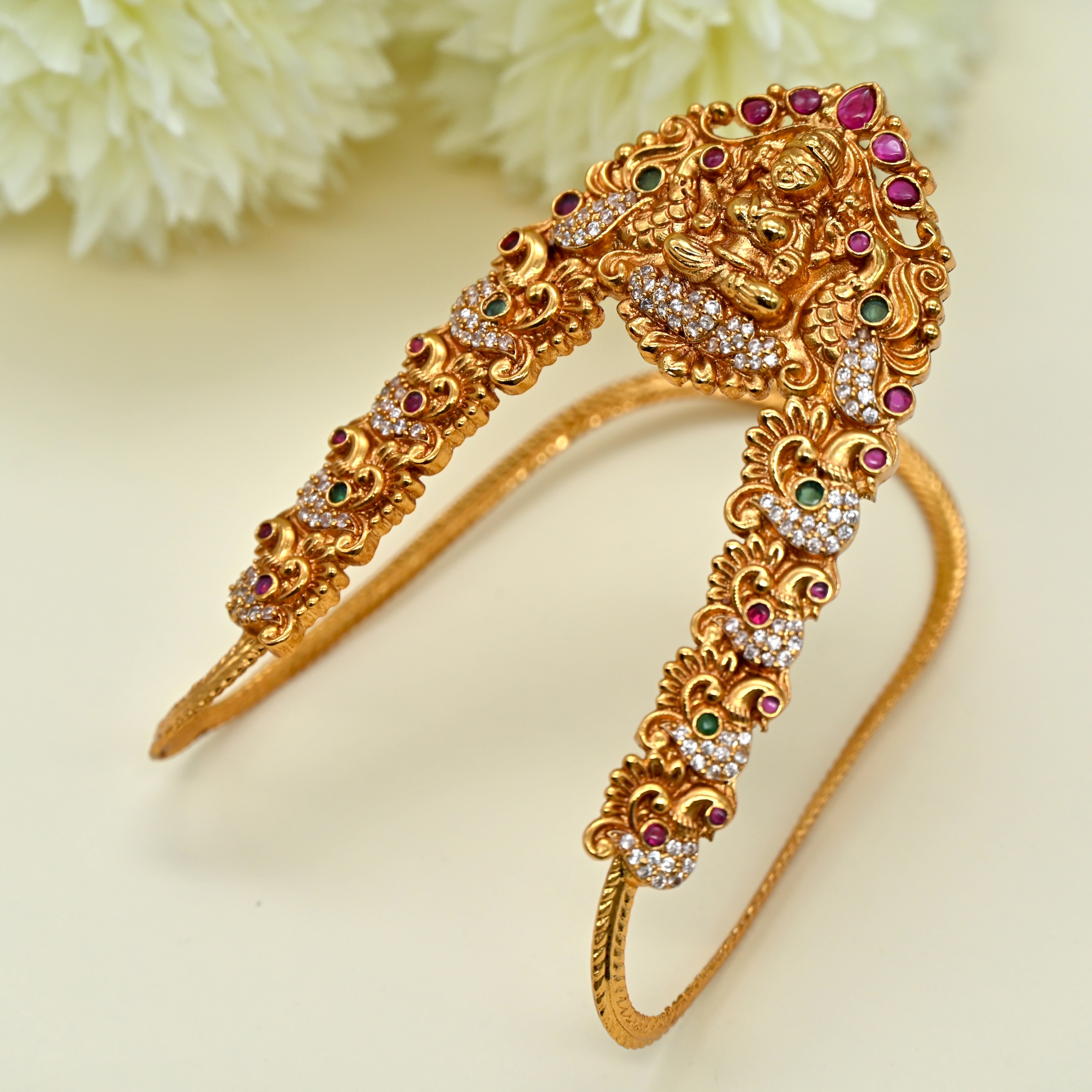 Gold Look Alike Peacock Lakshmi Bridal Vanki - Single