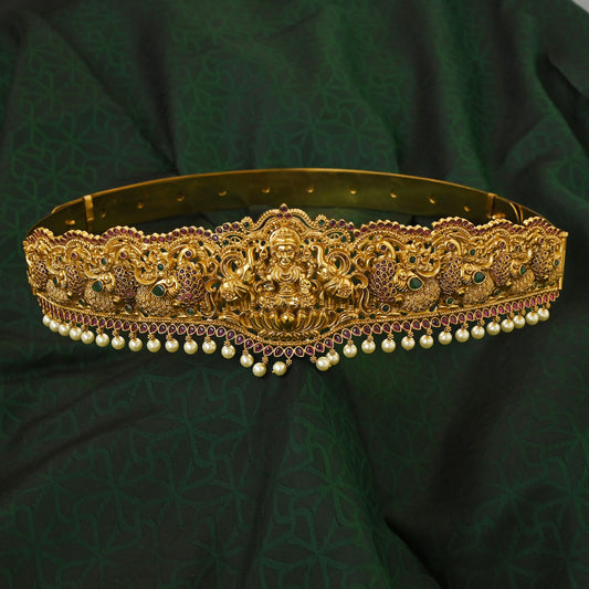 Aarna - Gorgeous Gold Look Heavy Temple Nagas Lakshmi Bridal Hip Belt for Weddings