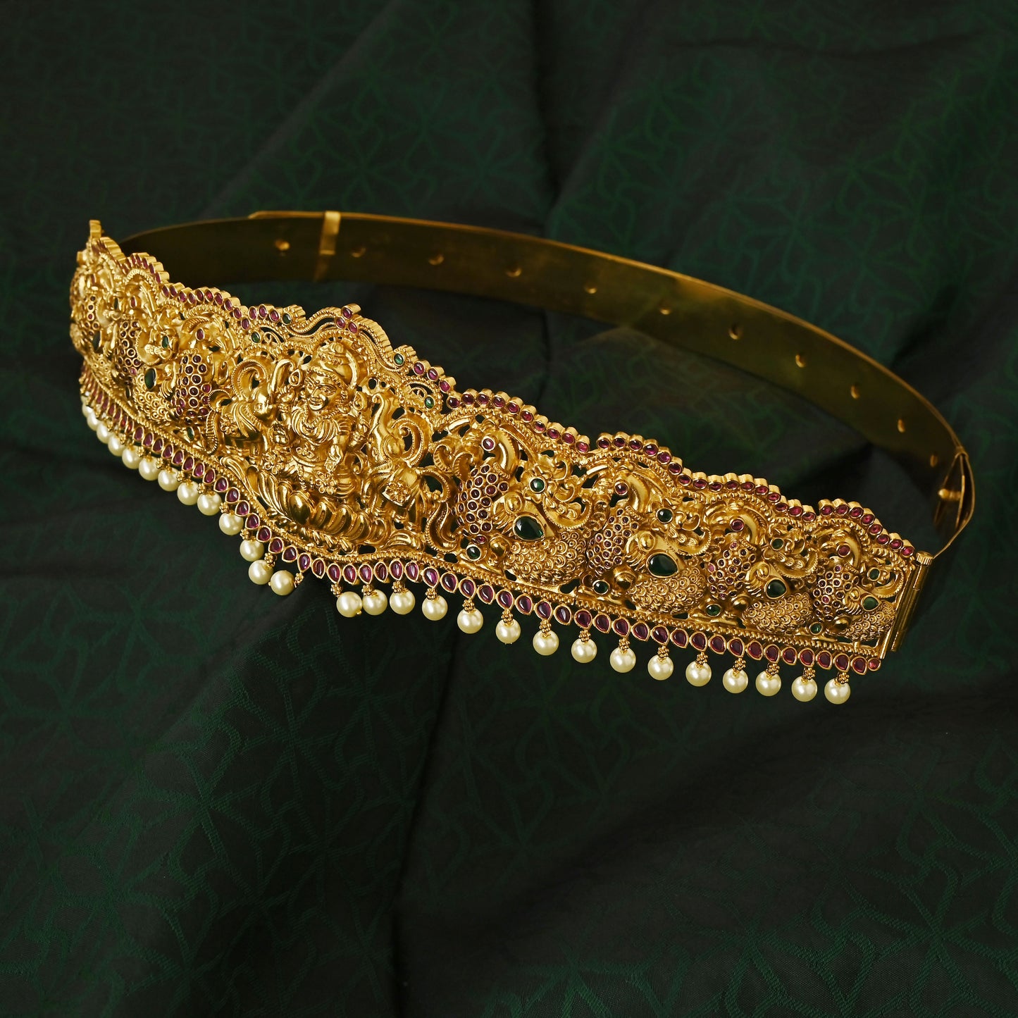 Aarna - Gorgeous Gold Look Heavy Temple Nagas Lakshmi Bridal Hip Belt for Weddings