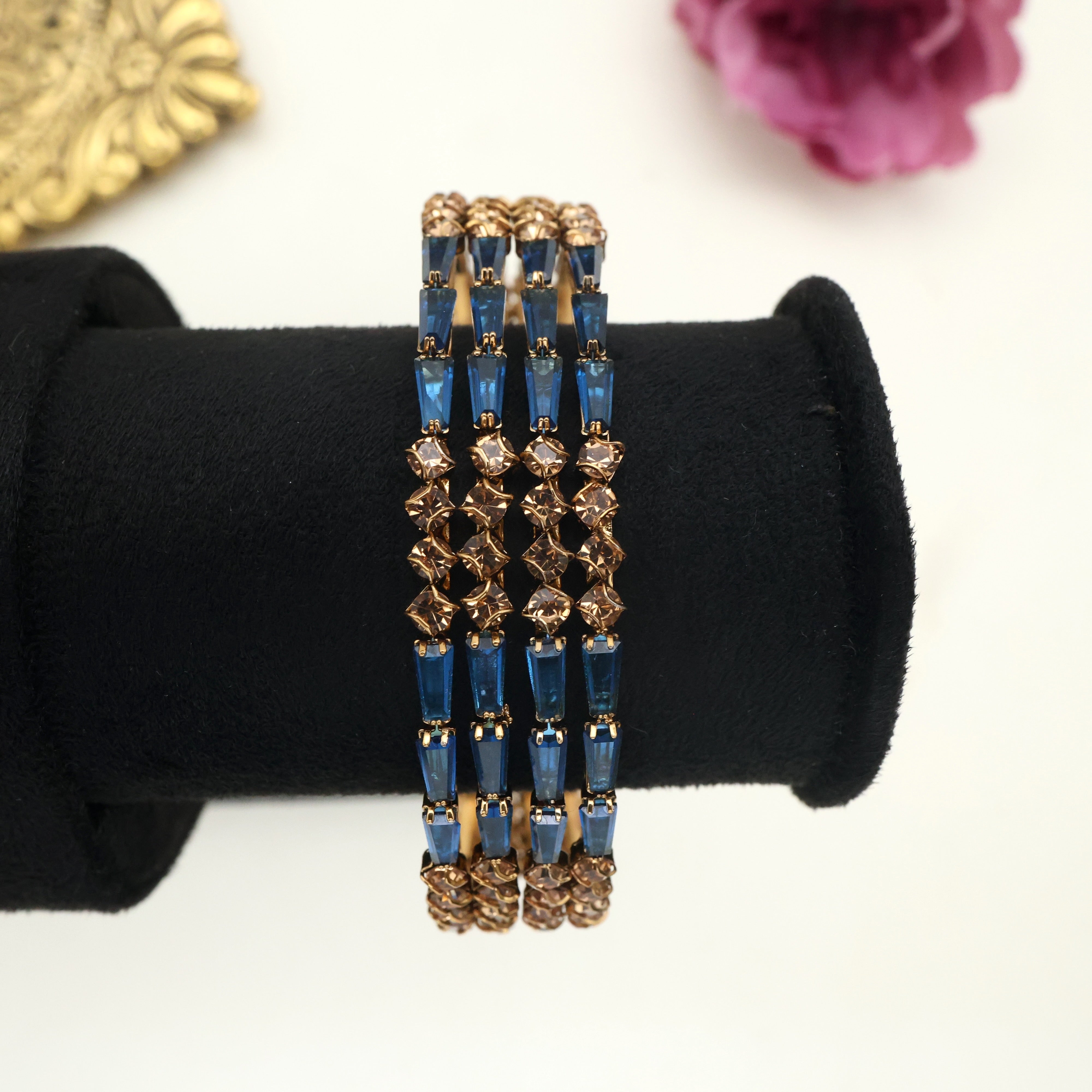 TUBE LIGHT CUT AD SET OF 4 BANGLES - BLUE