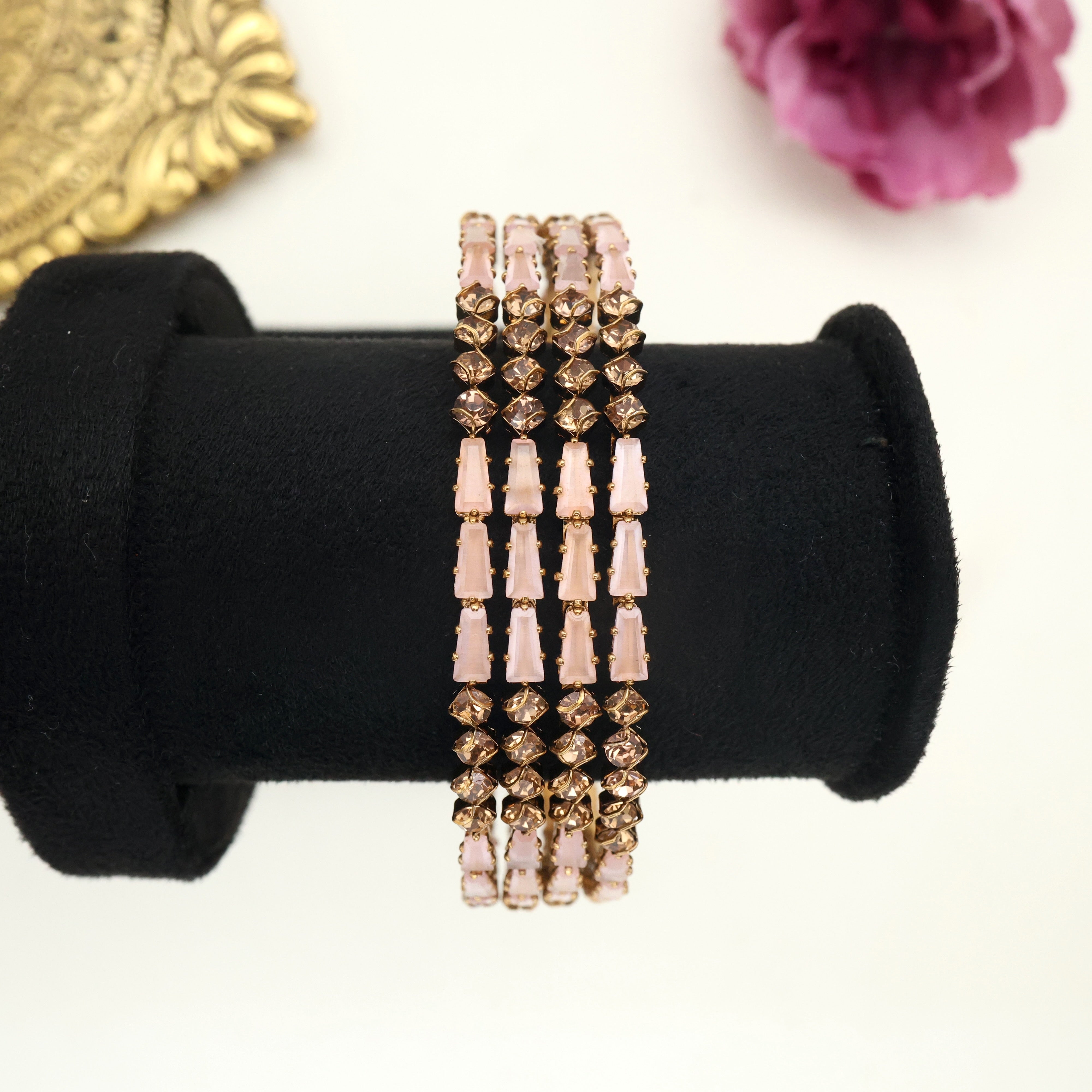 TUBE LIGHT CUT AD SET OF 4 BANGLES - BABY ROSE