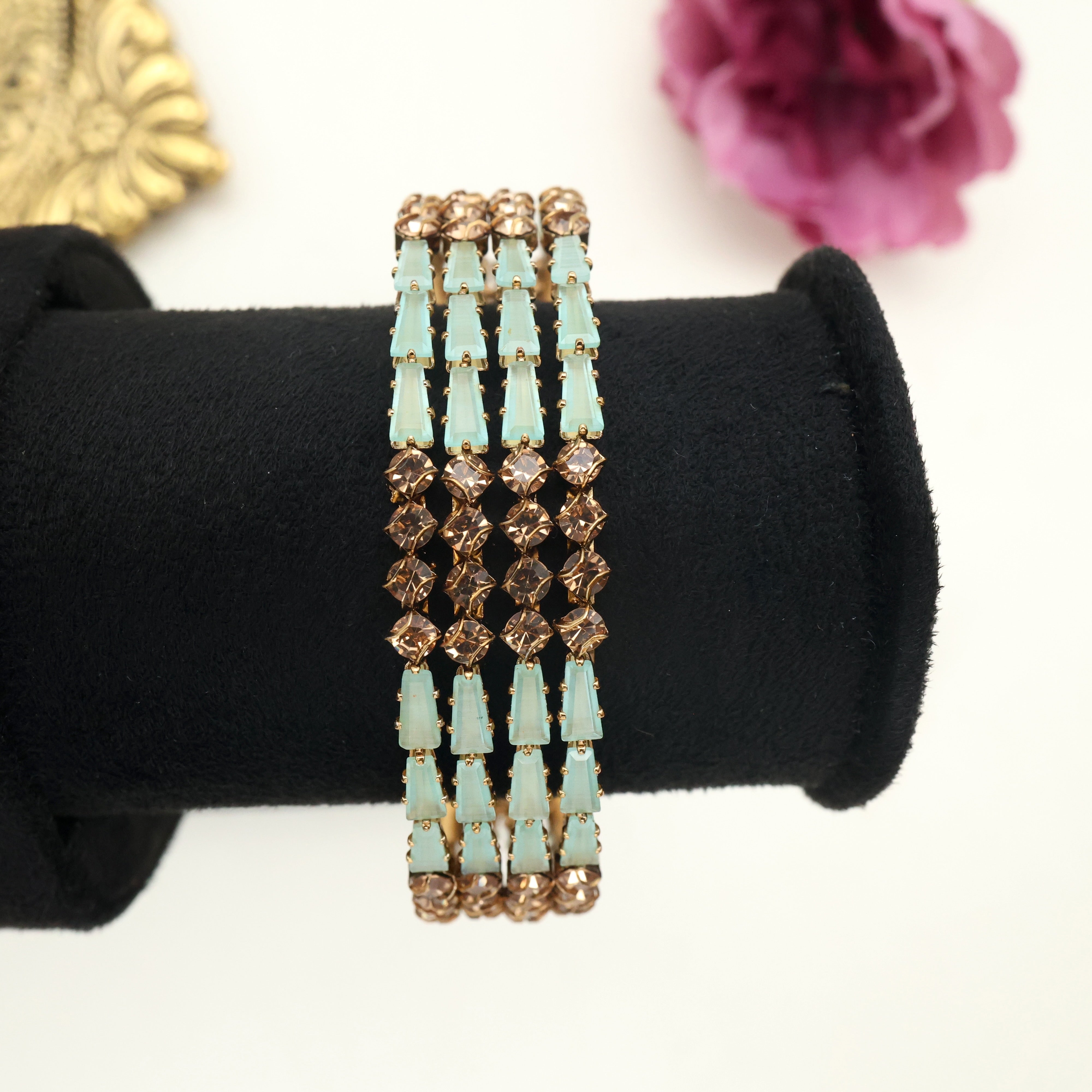 TUBE LIGHT CUT AD SET OF 4 BANGLES - MINT GREEN