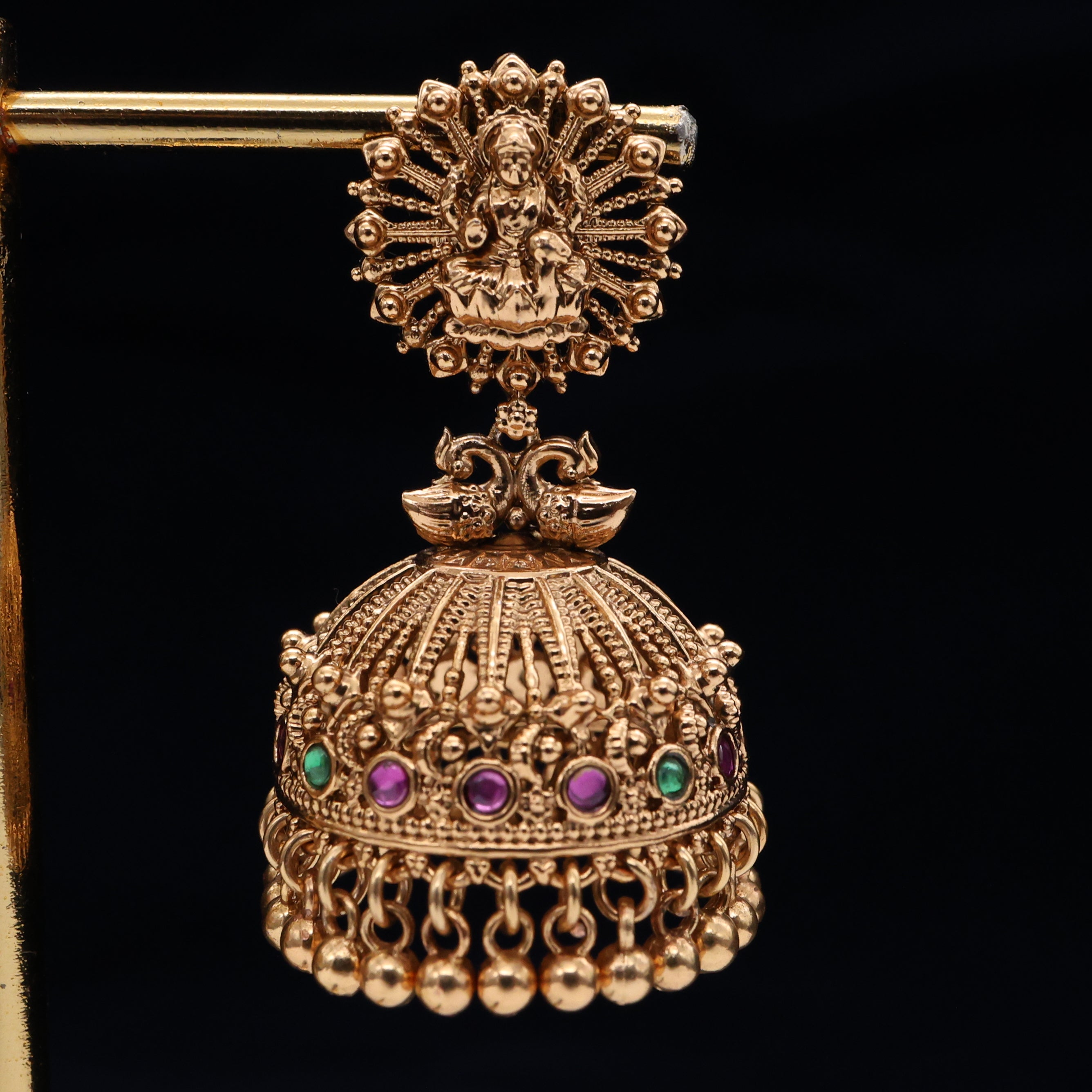 PREMIUM ANTIQUE NAGAS RETTAPAKSHI LAKSHMI BRIDAL JHUMKAS - Multi