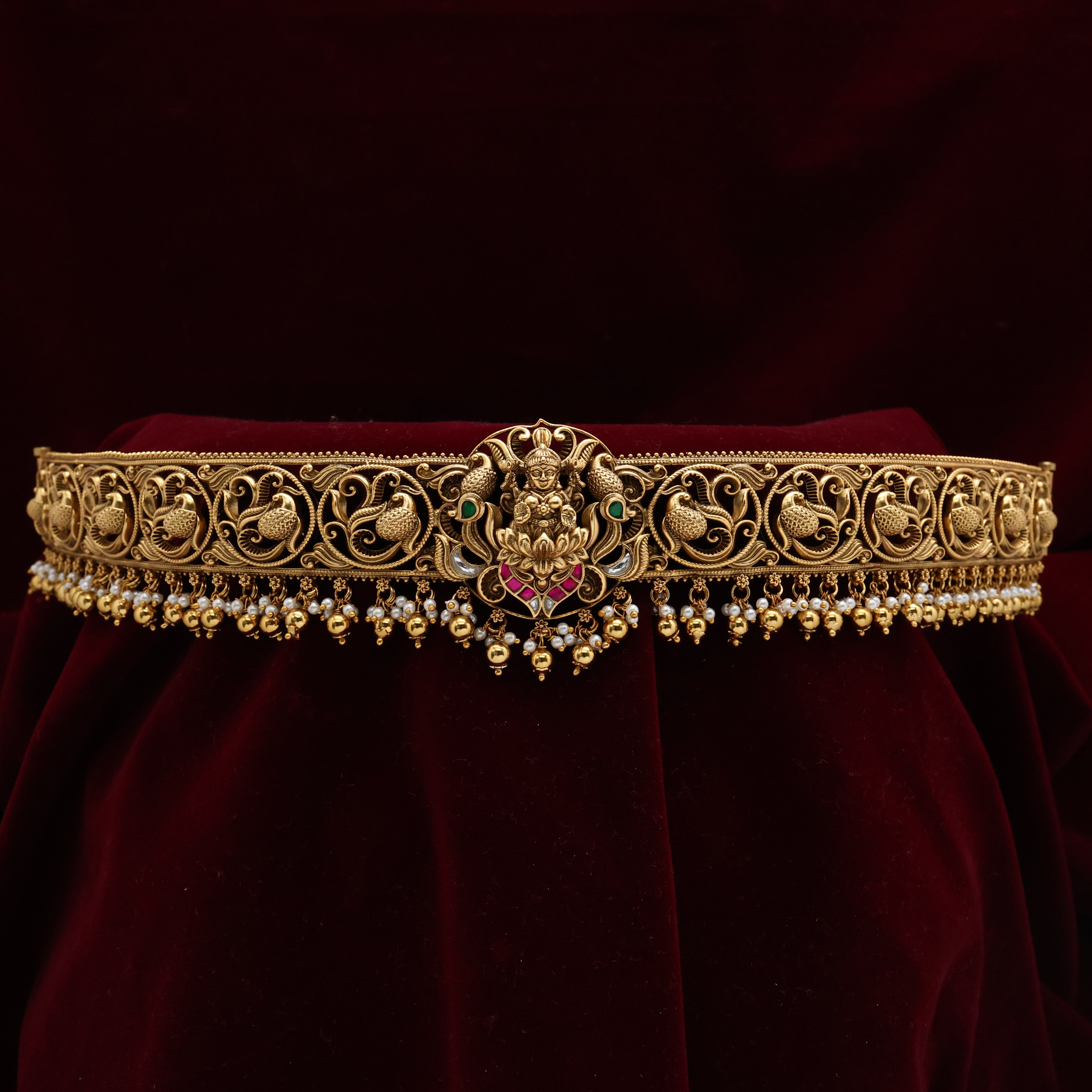 Jadau Kundan Mahalakshmi Peacock Motifs Bridal Hip Belt