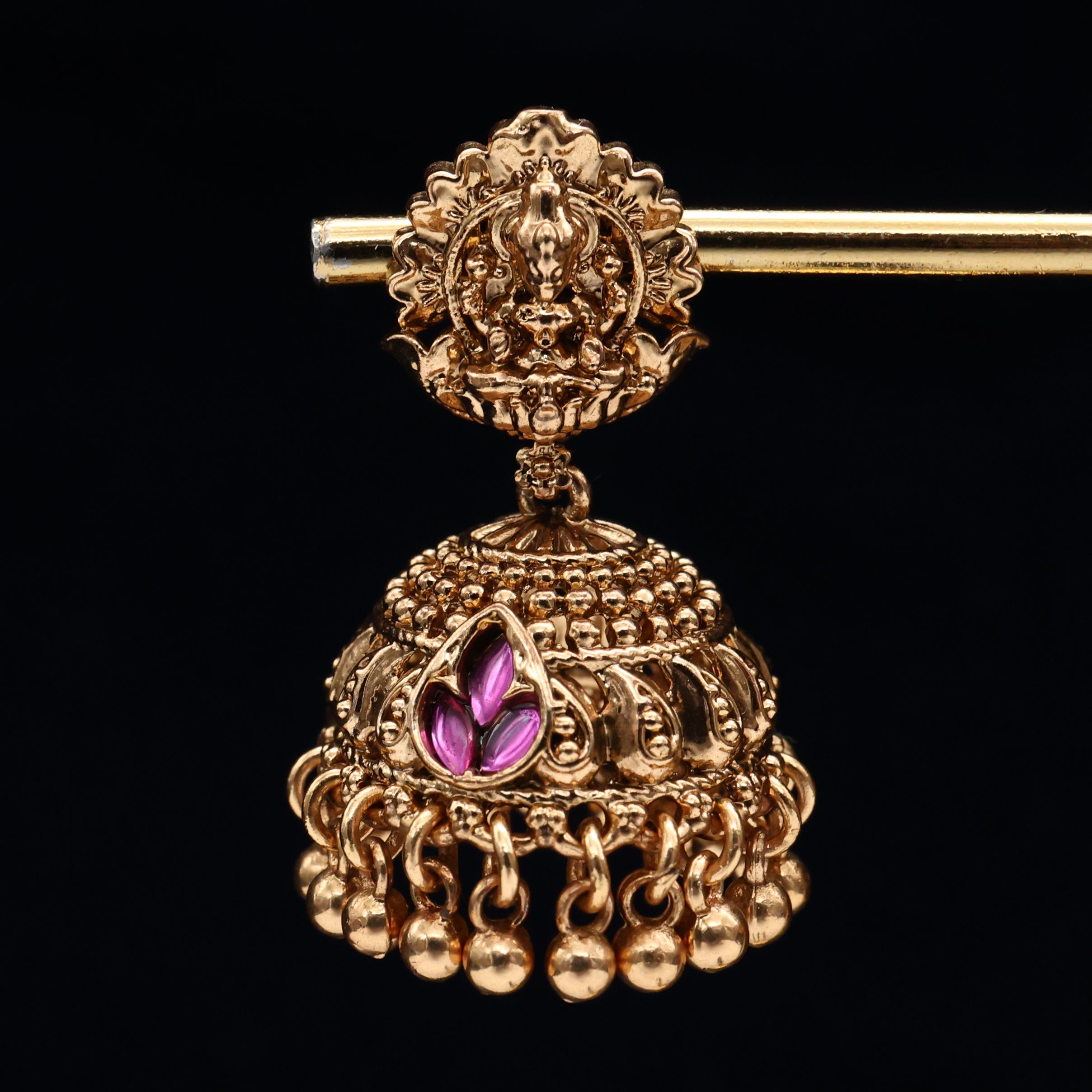 Antique Jadau Inspired Lakshmi Lotus Jhumkas