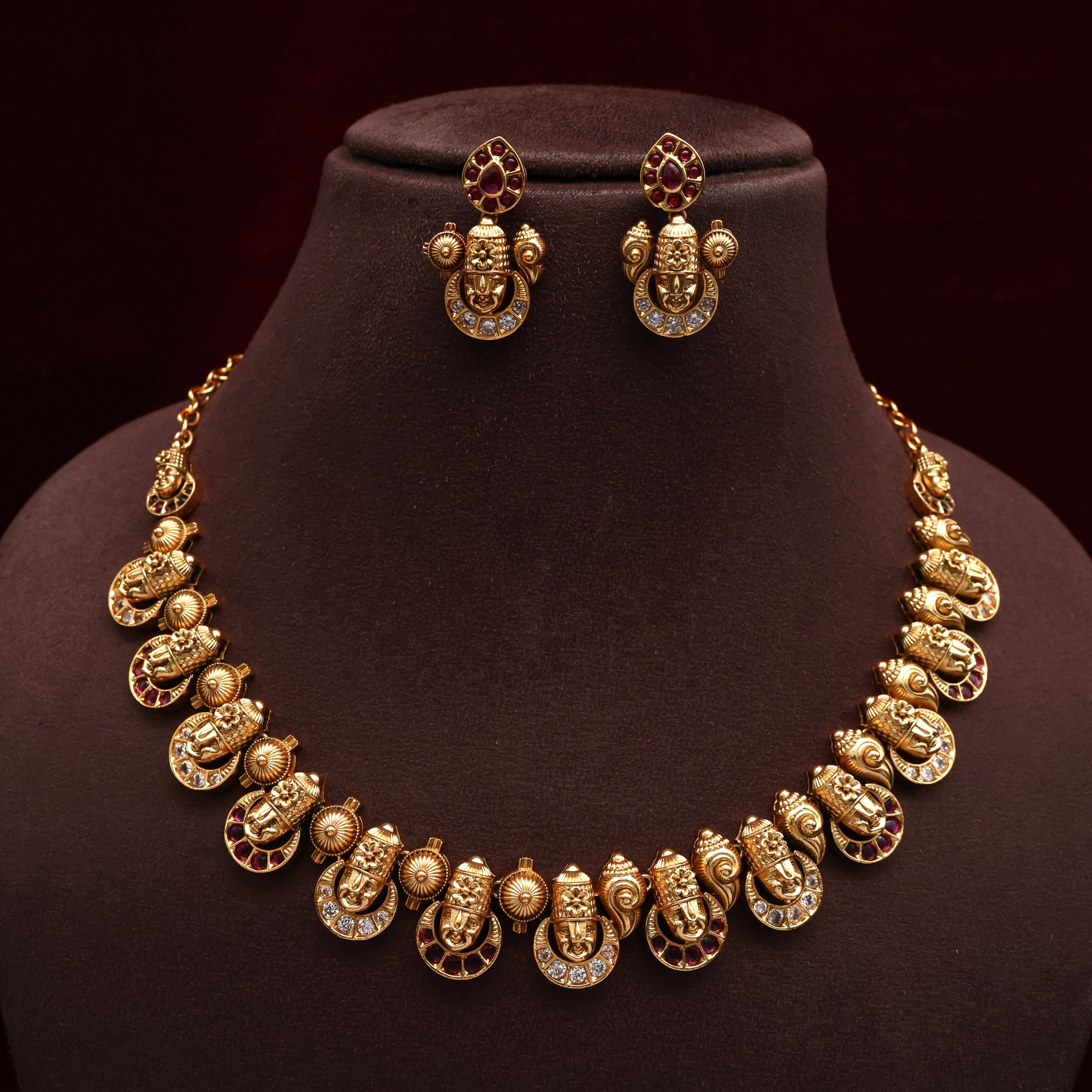 Antique Nagas AD Kemp Balaji Necklace Set