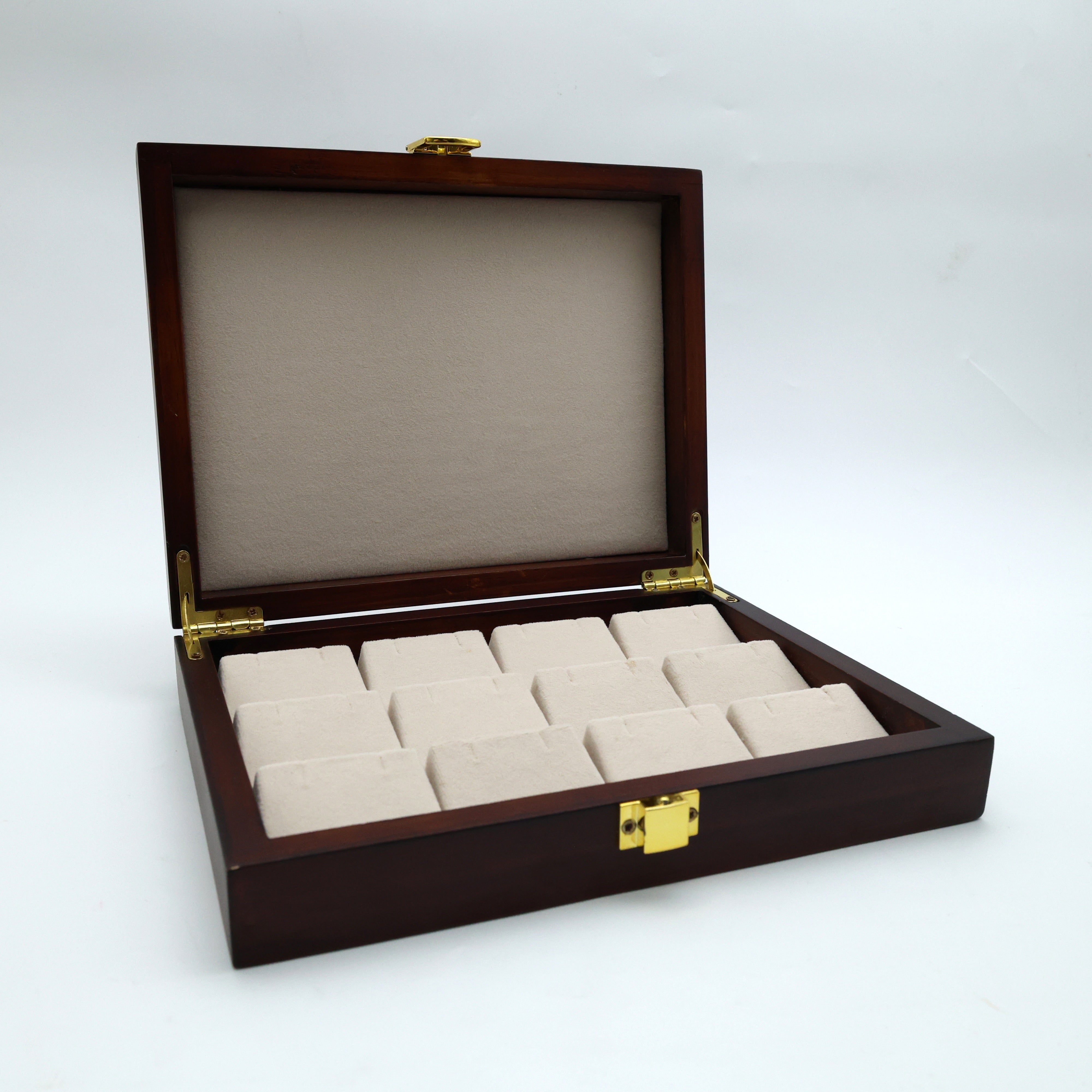 Premium Solid Teak Wood 12 Slots Earrings Organiser (Small - Medium Earrings Organiser)