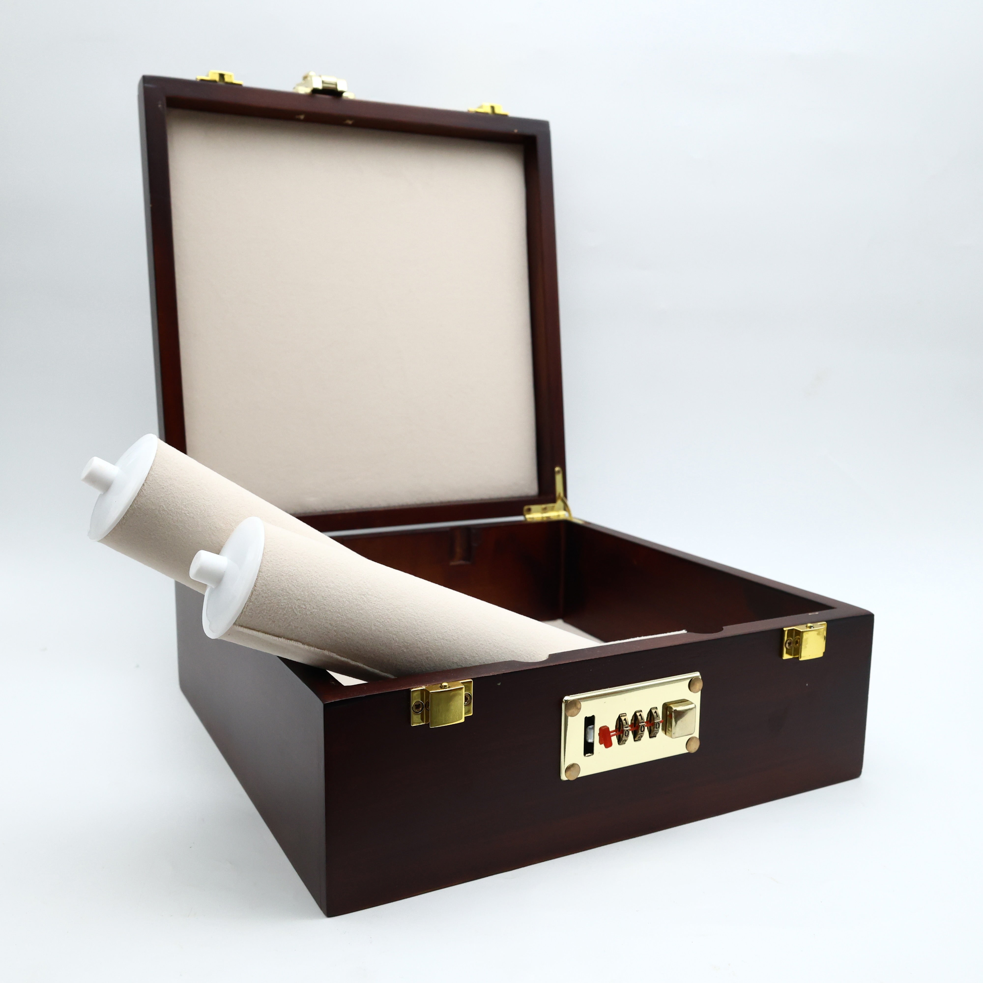 Premium Teak Wood Double Rod Bangle Organiser with Number Lock