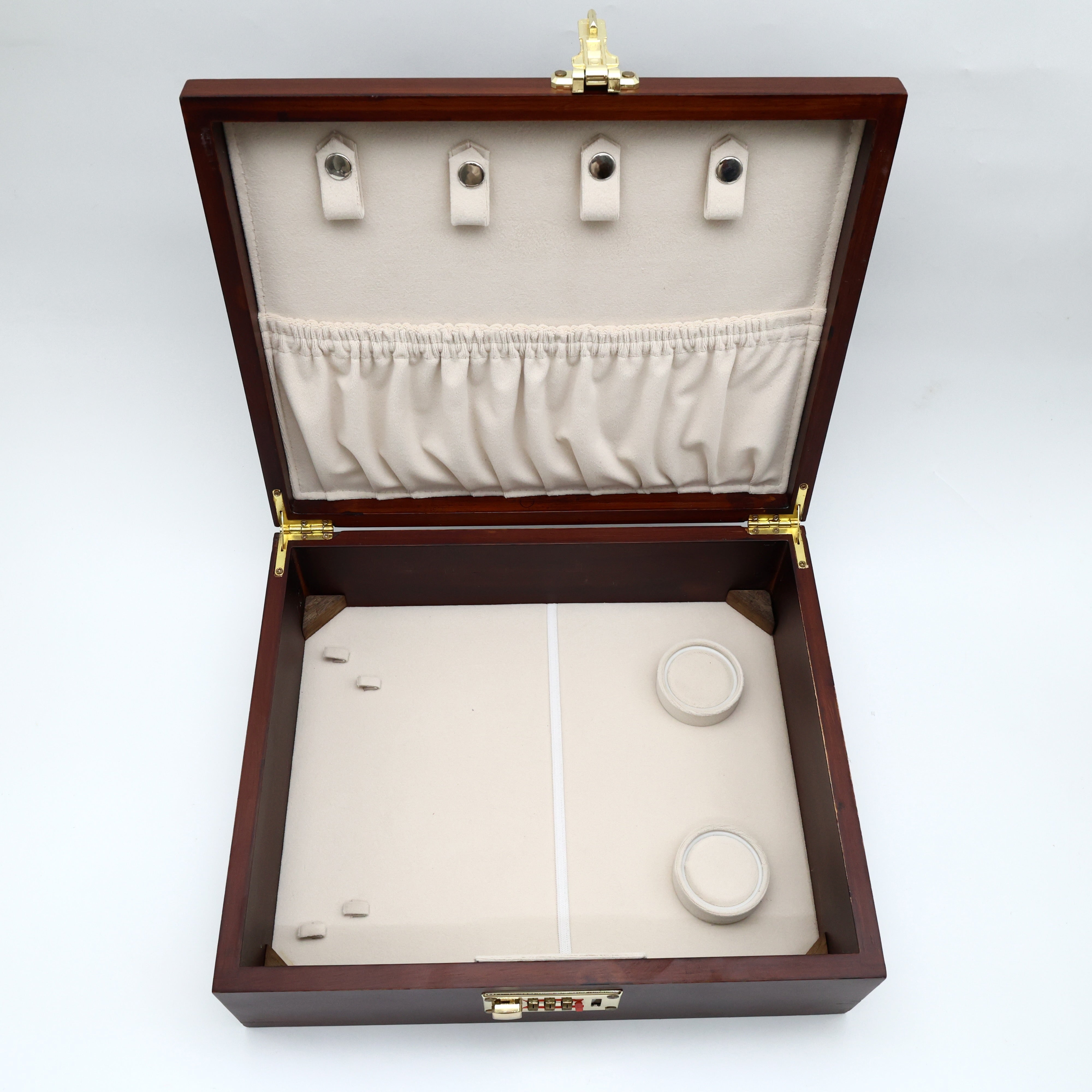 Premium Teak Wood 3+1 Multi Jewellery Organiser with Number Lock