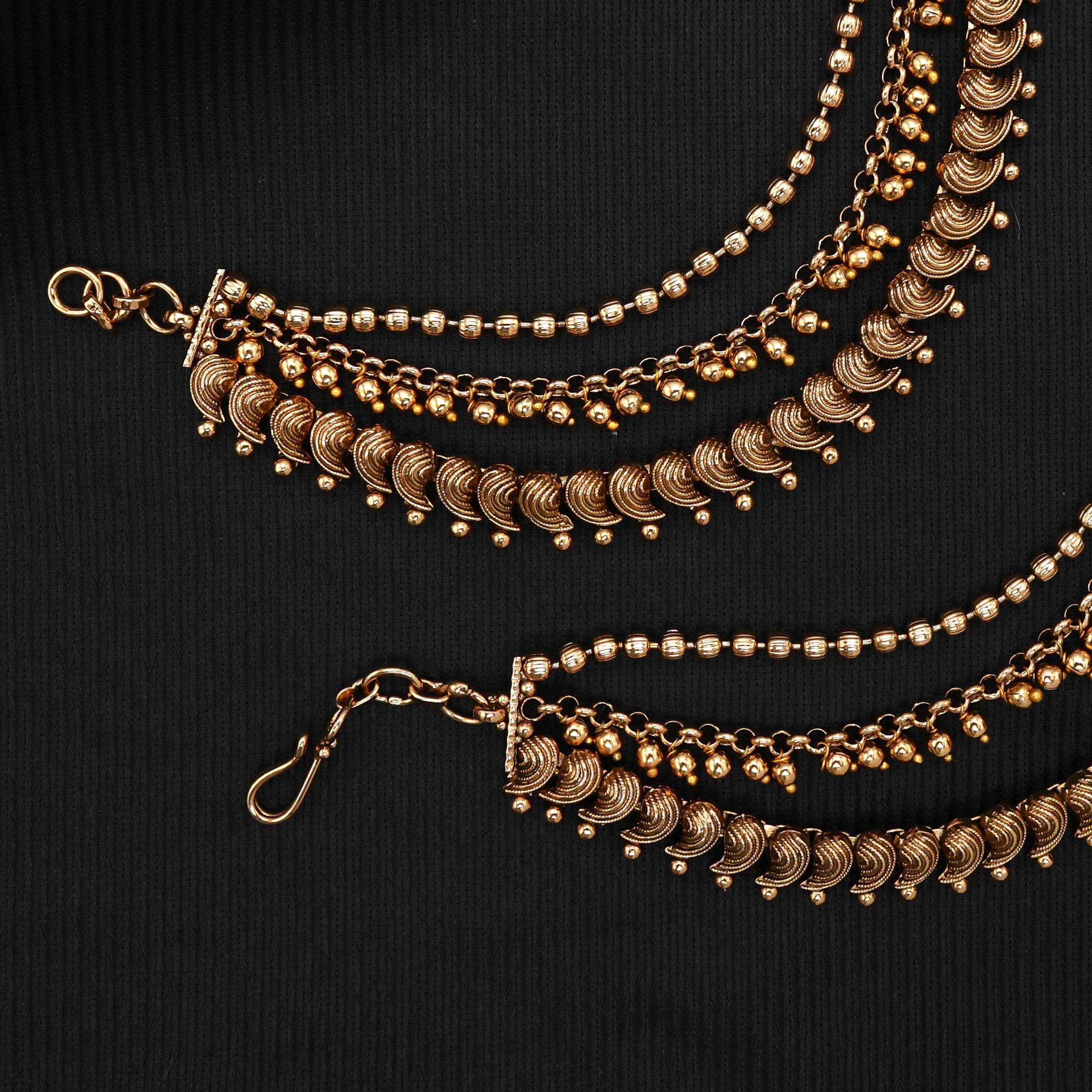 Gold Look Antique 3 Lines Ripple Mango Bridal Maatal/Kaan Chain