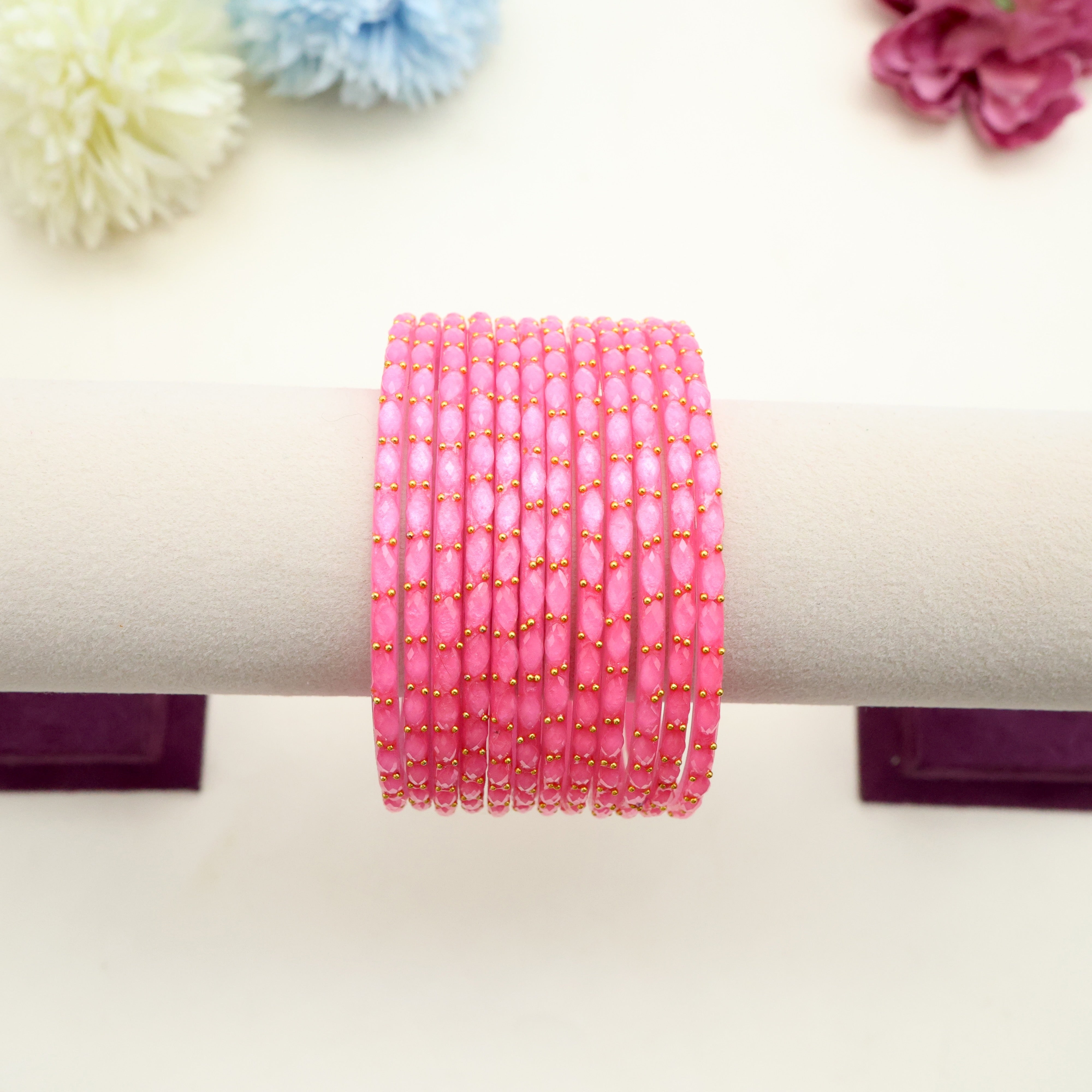 NEW PREMIUM RAIN DROP BANGLES (ONE DOZEN) - CANDY PINK