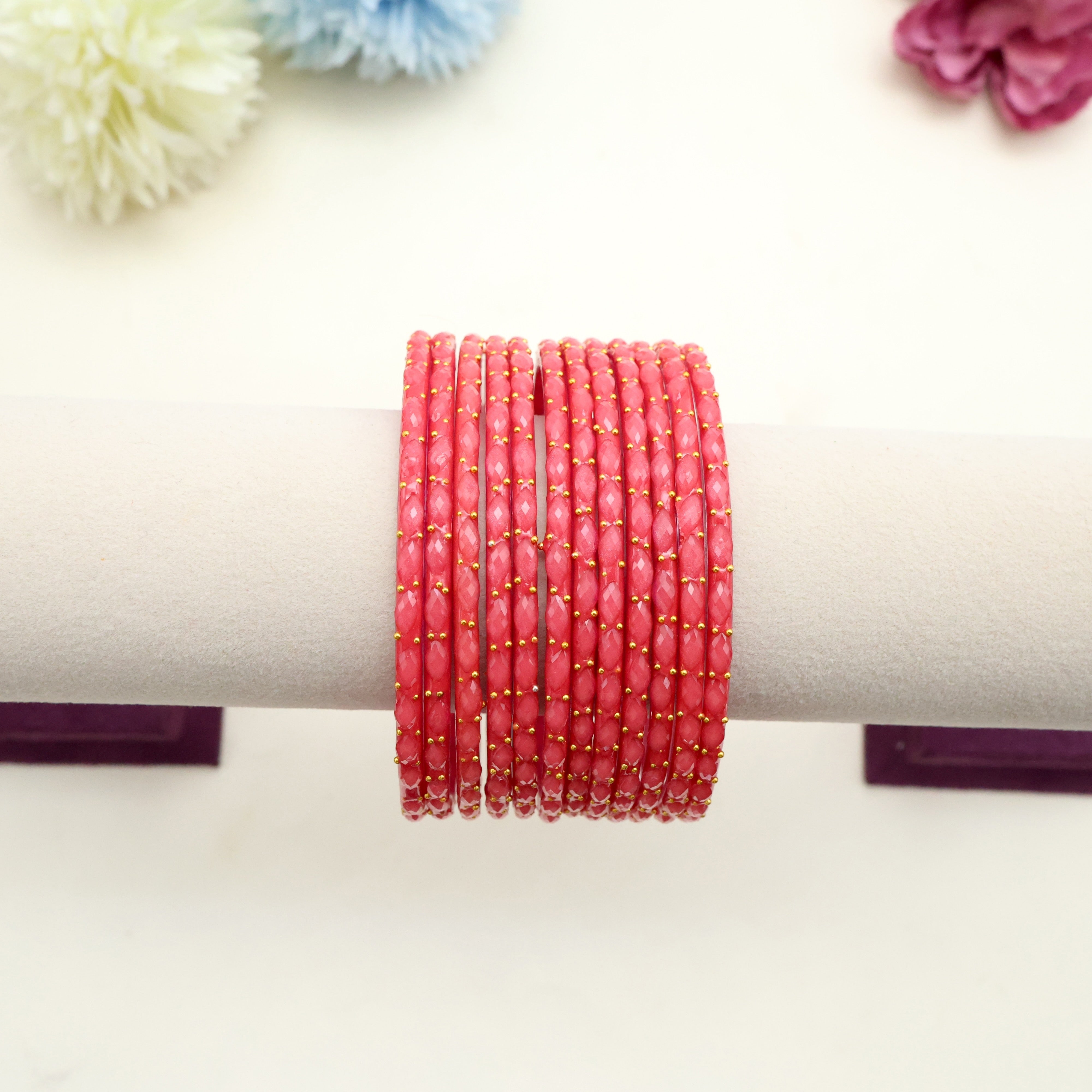 NEW PREMIUM RAIN DROP BANGLES (ONE DOZEN) - FLAMINGO PINK