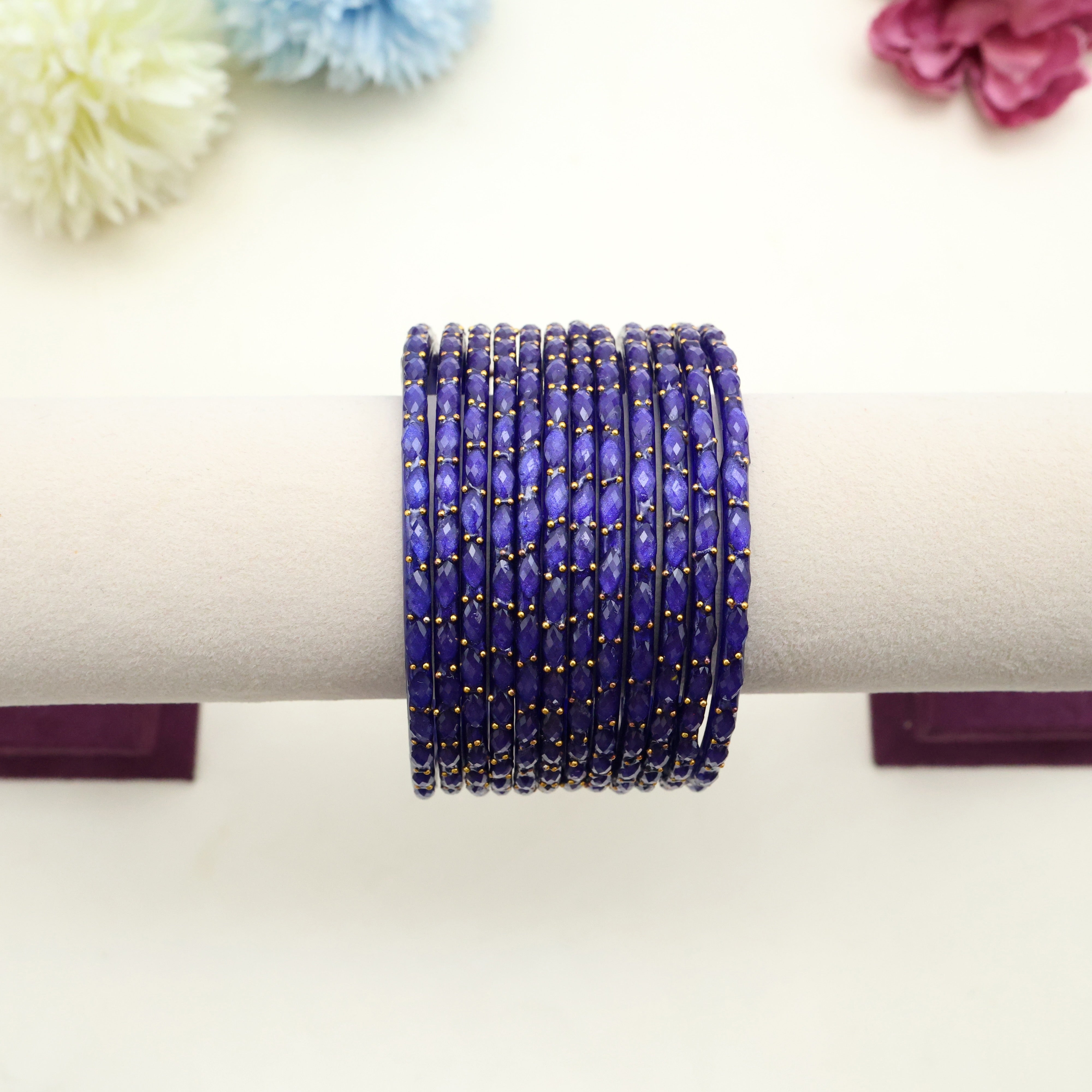 NEW PREMIUM RAIN DROP BANGLES (ONE DOZEN) - ROYAL BLUE