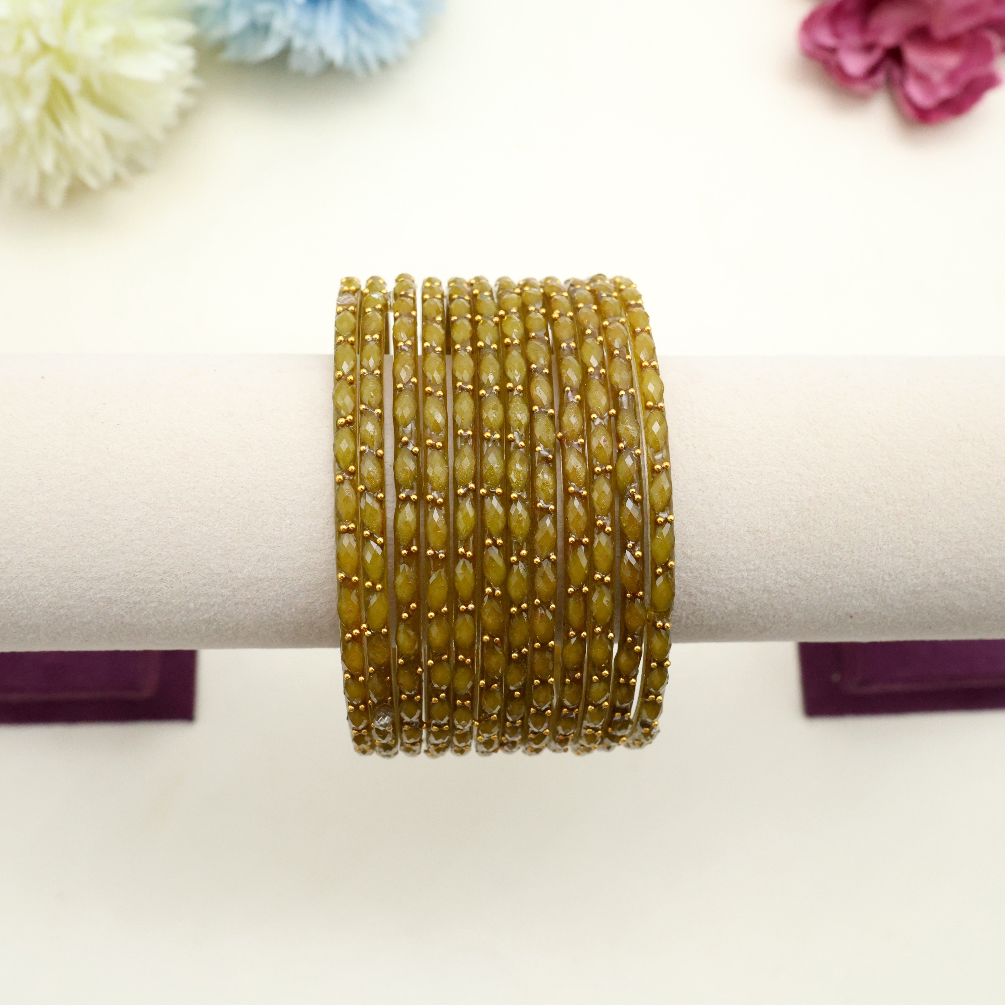 New Premium Rain Drop Bangles (One Dozen) - Mehendi