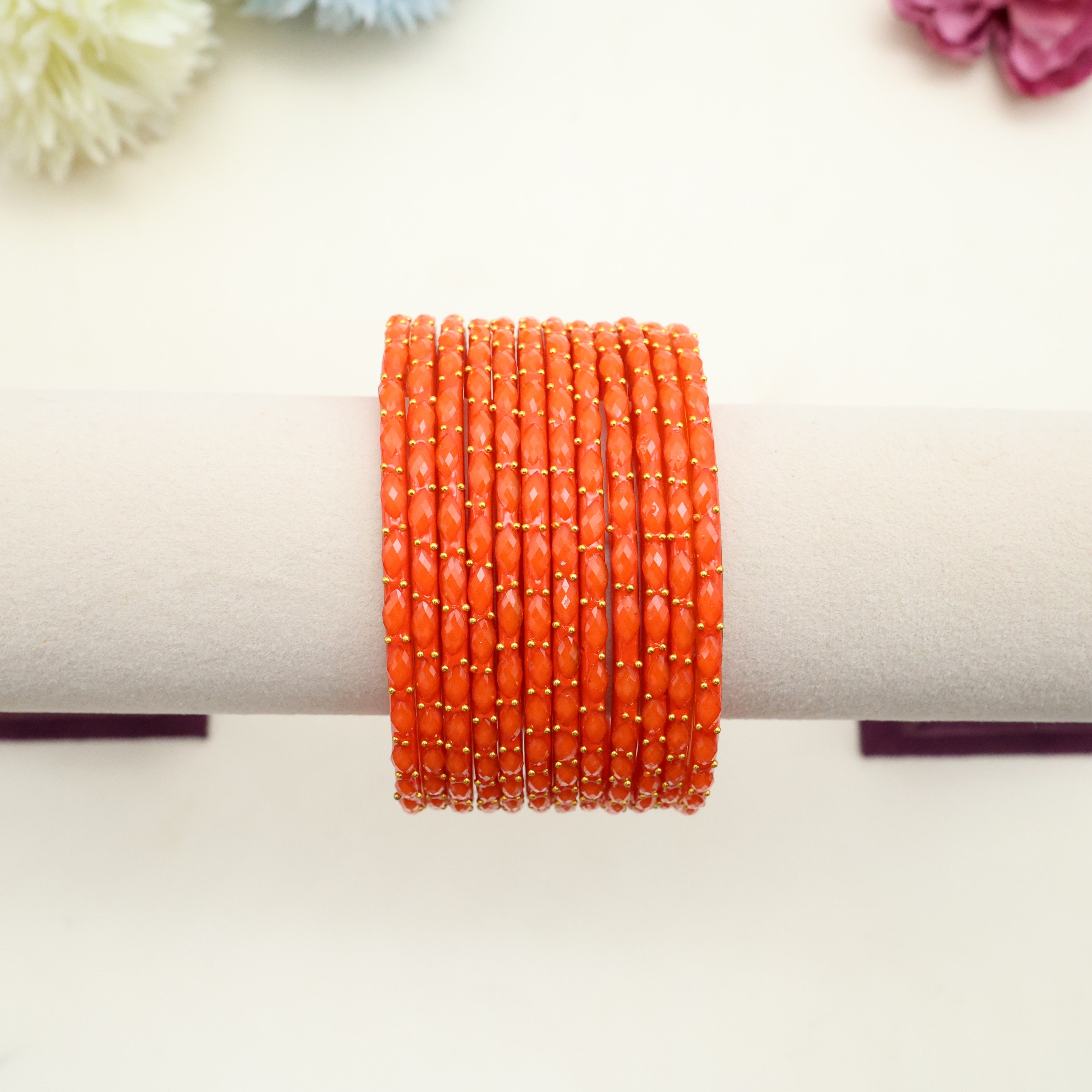New Premium Rain Drop Bangles (One Dozen) - Fanta Orange