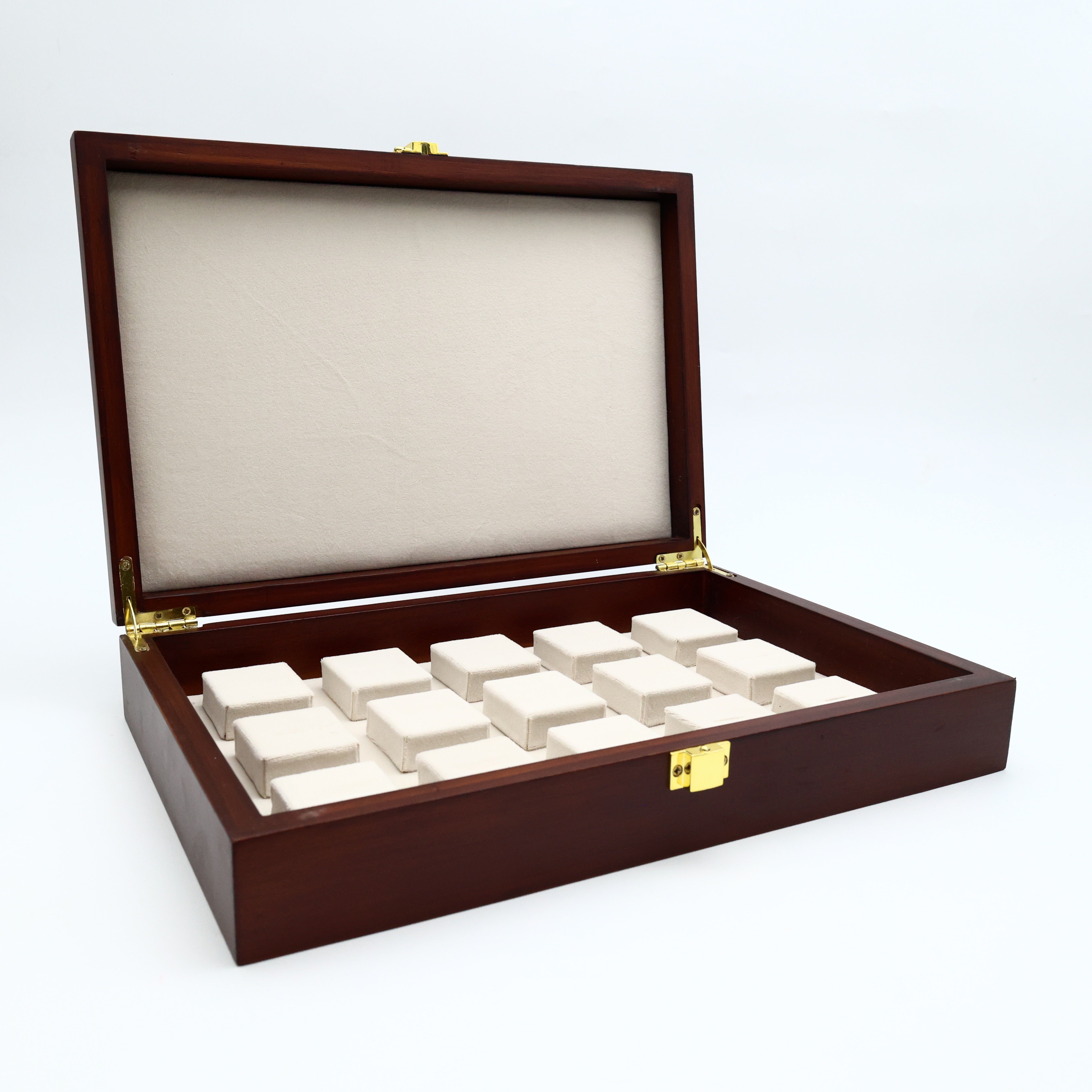 Premium Teak Wood 15 Slots Finger Ring Organiser