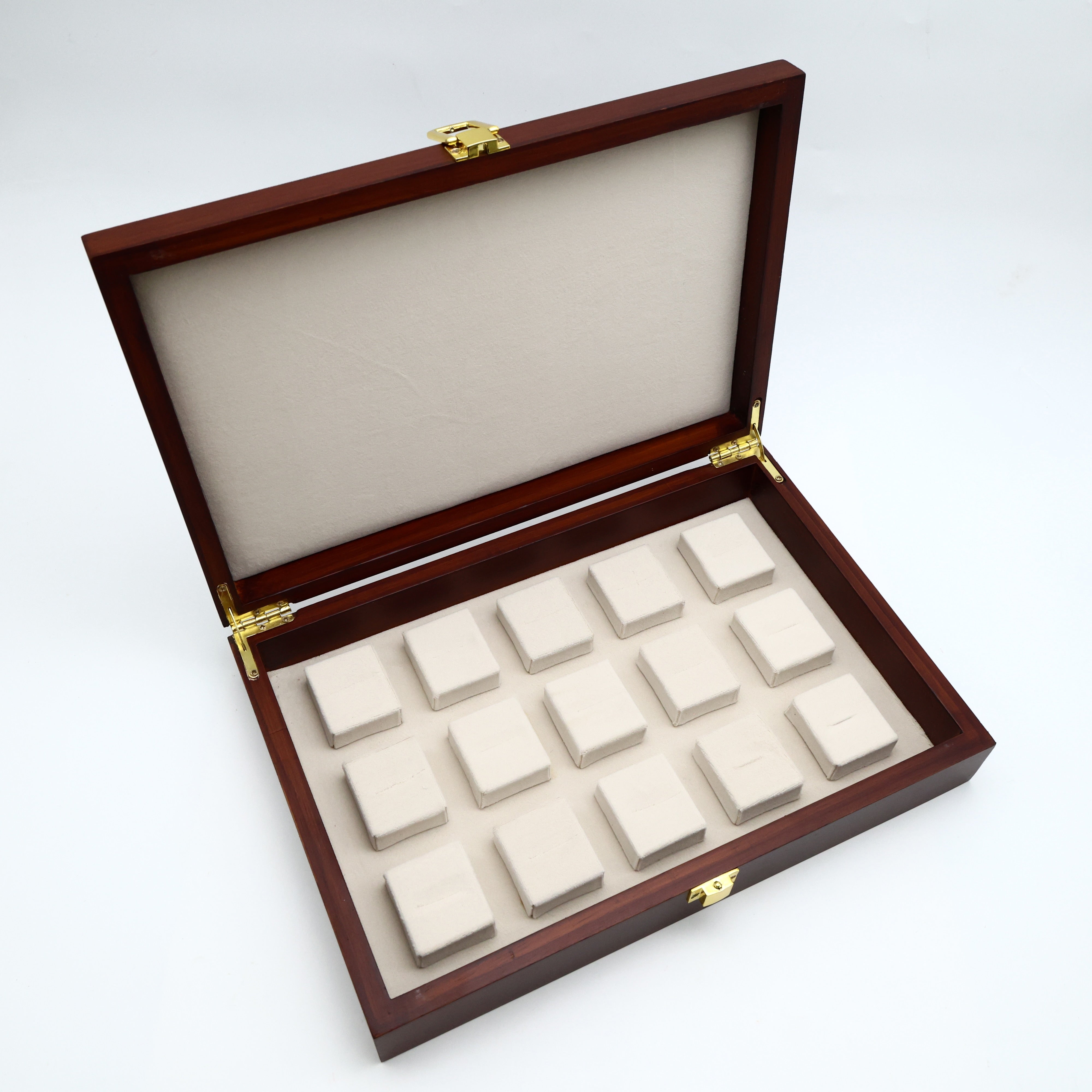 Premium Teak Wood 15 Slots Finger Ring Organiser