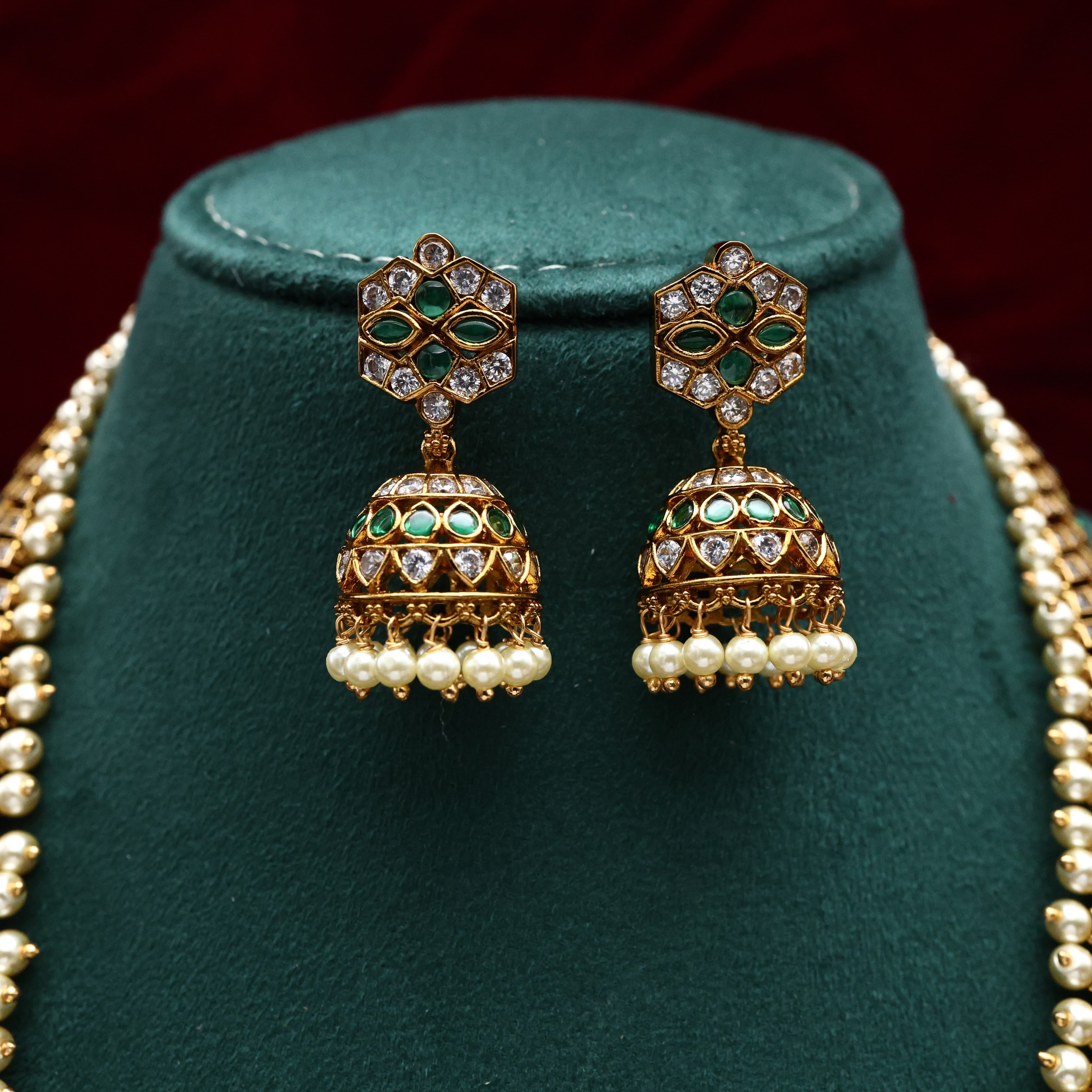 Premium Antique Diamond Look AD Mayuri Bridal Haaram Set