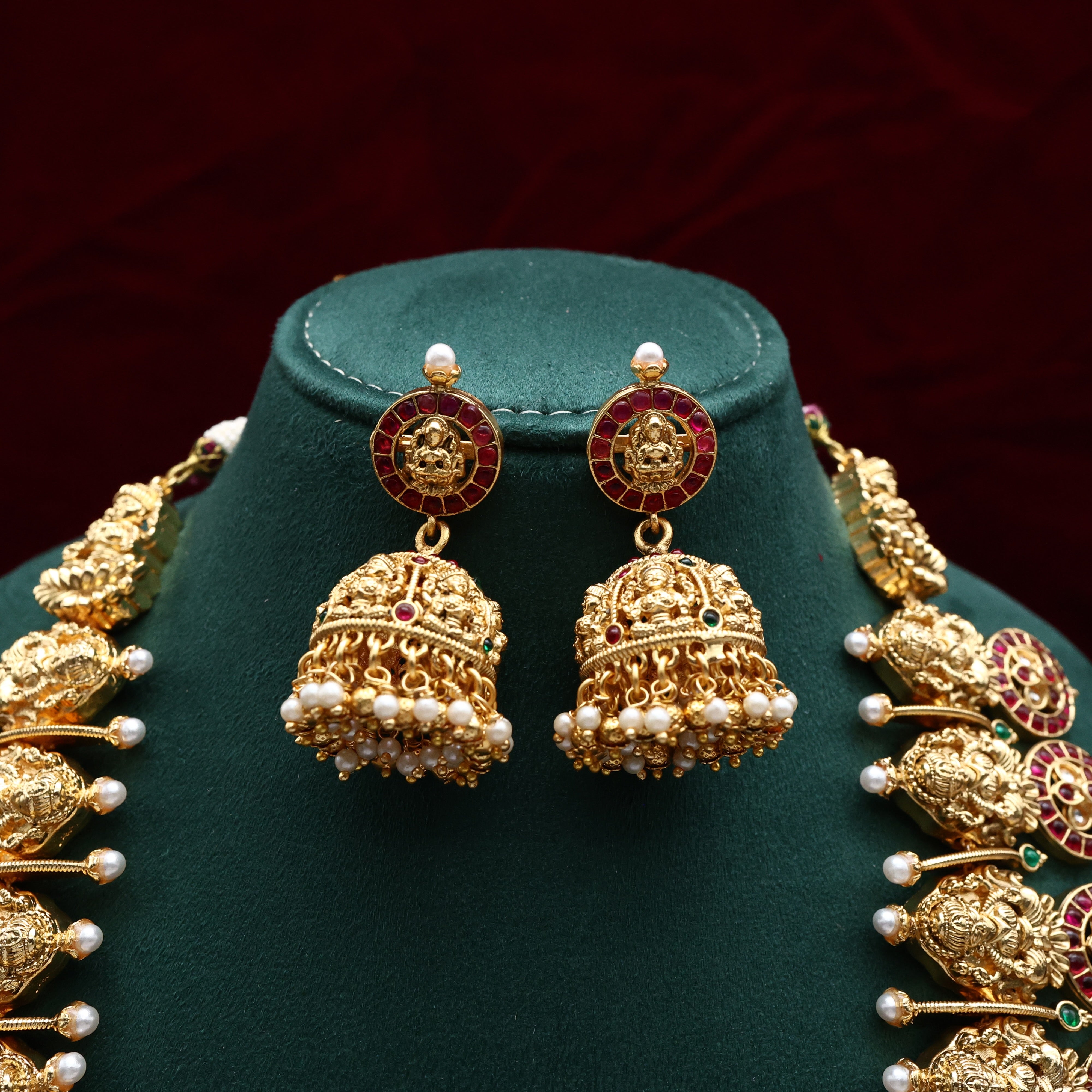 Antique Nagas Premium Lakshmi Flower Butta Bridal Haaram Set