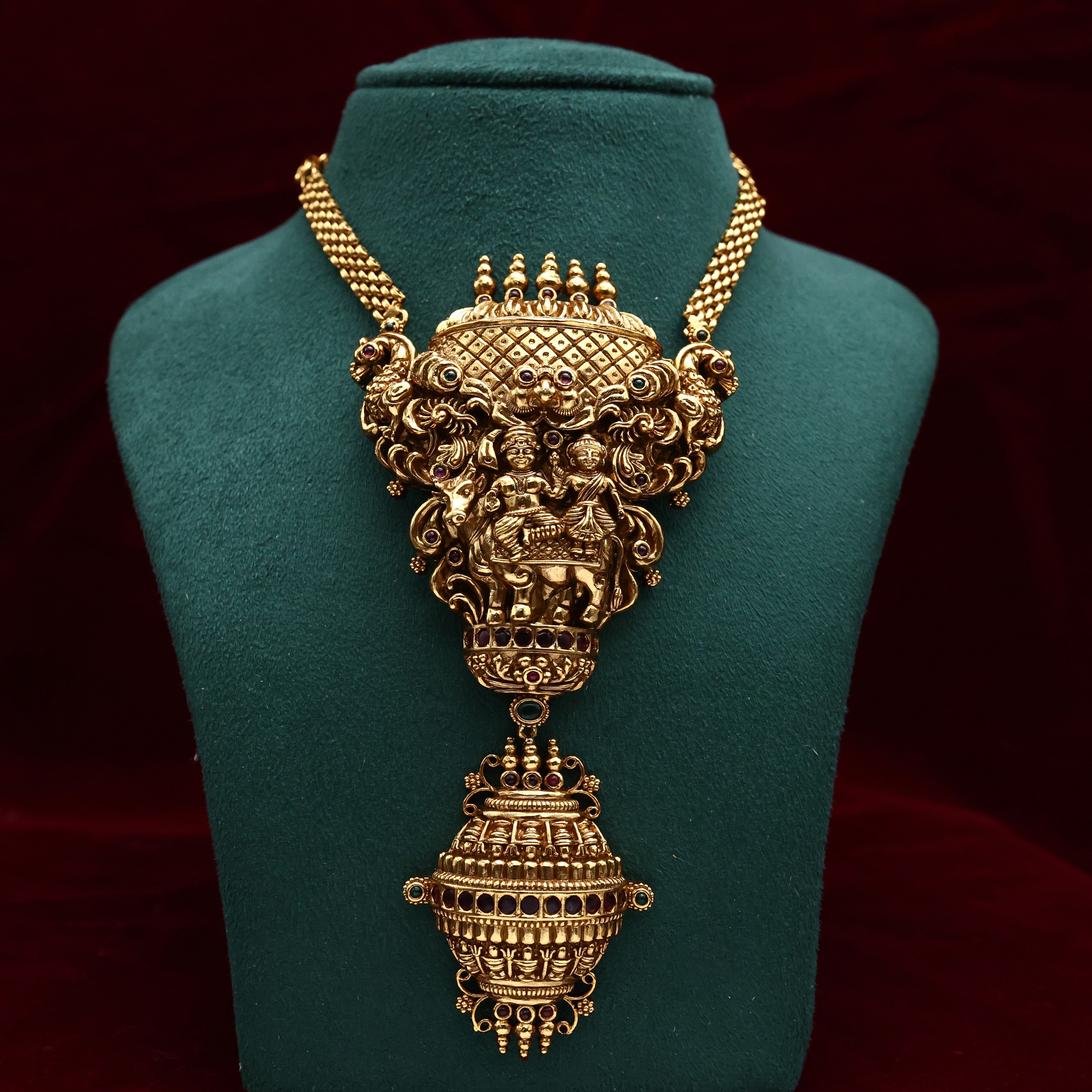 Premium Nagas Heavy Shivan Parvathi Temple Gopuram Pendant (Only Pendant)