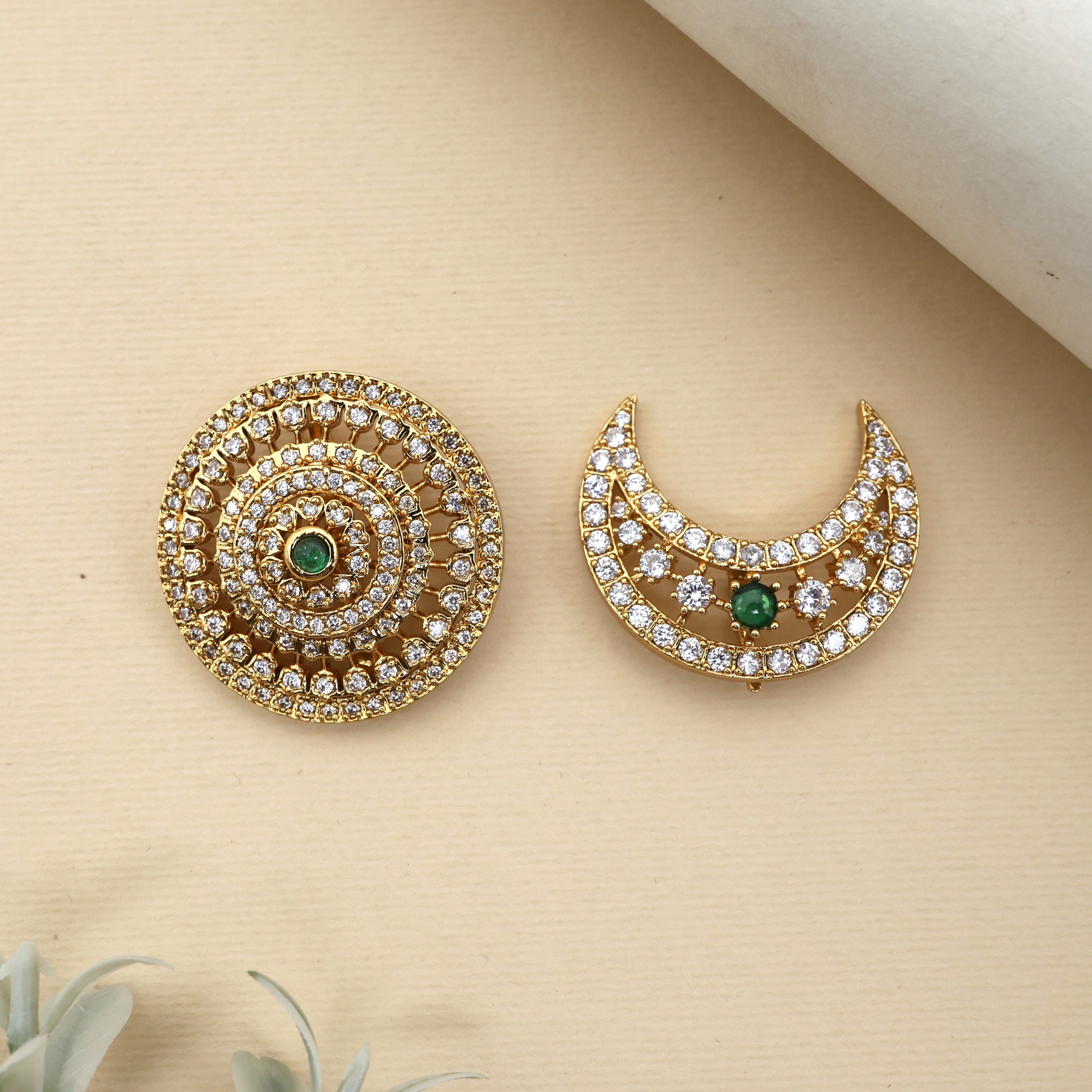 Diamond Look AD Bridal Sun Moon Jadai Billais - Suryan Chandran Hair Accessories