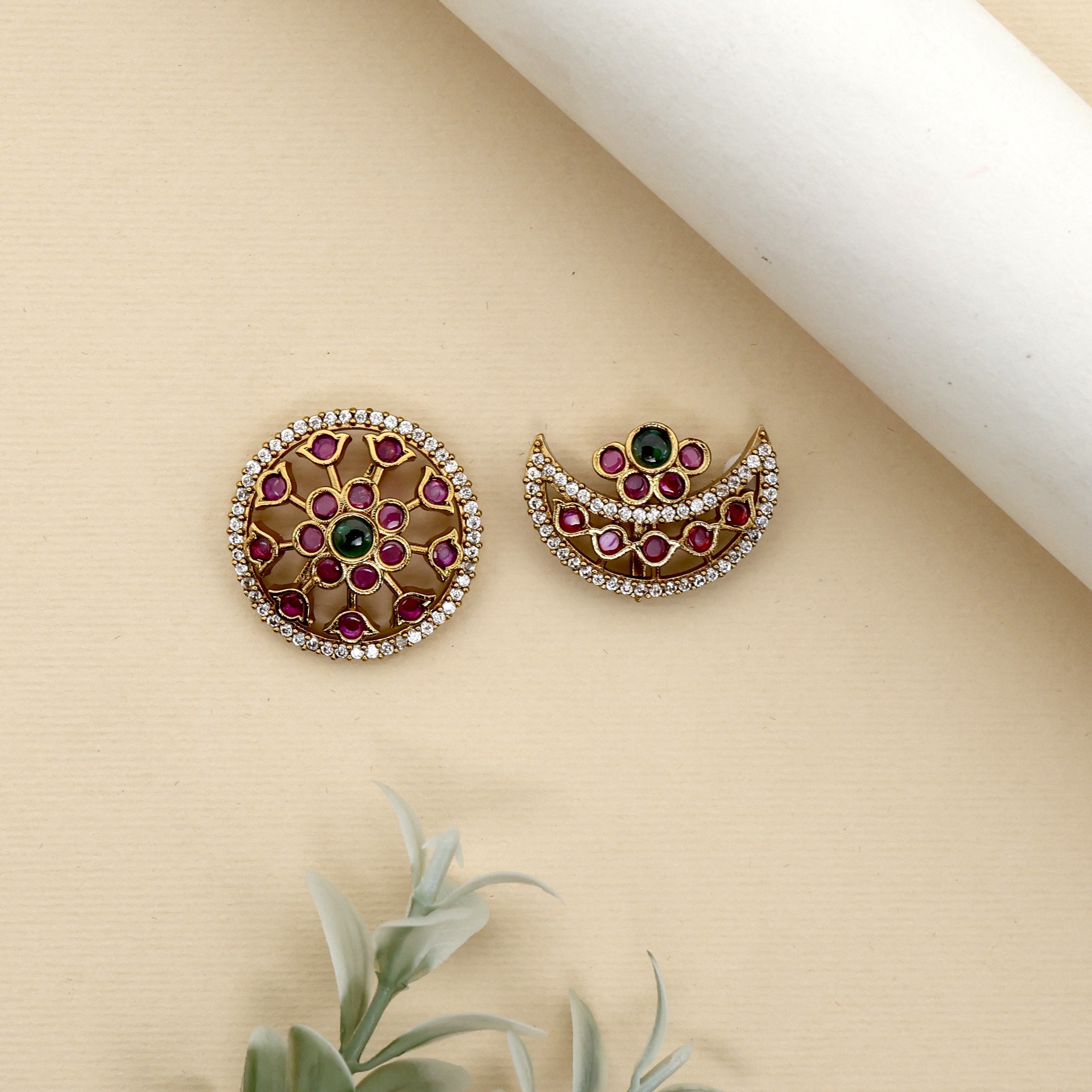Antique Kemp Kids Friendly Small Flower Sun Moon Jadai Billais - Chandran Suryan Hair Accessories