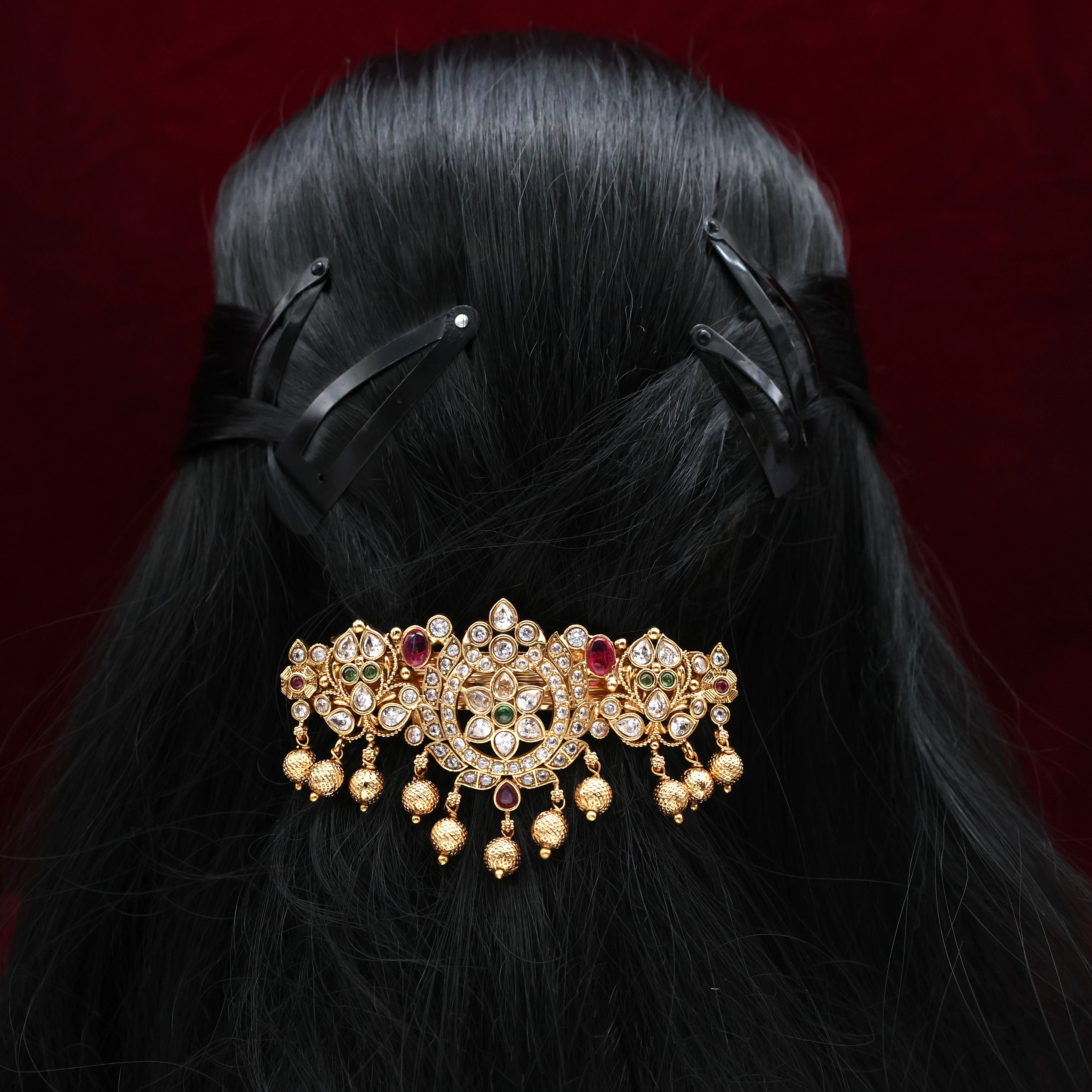 Premium Nagas AD Flower French Barrette Hair Clip