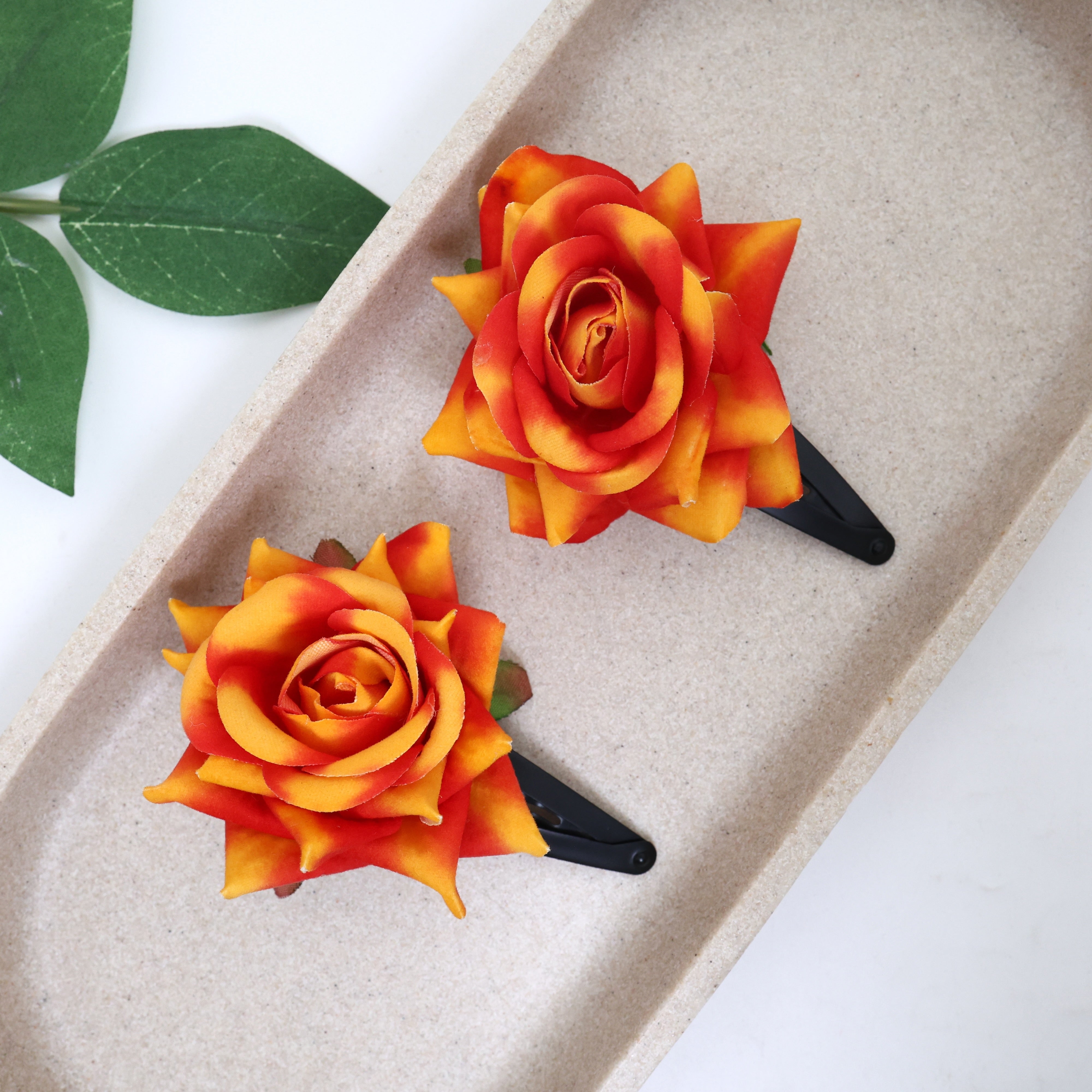Real Looking Fabric Velvet Rose Hair Clips (One Pair)