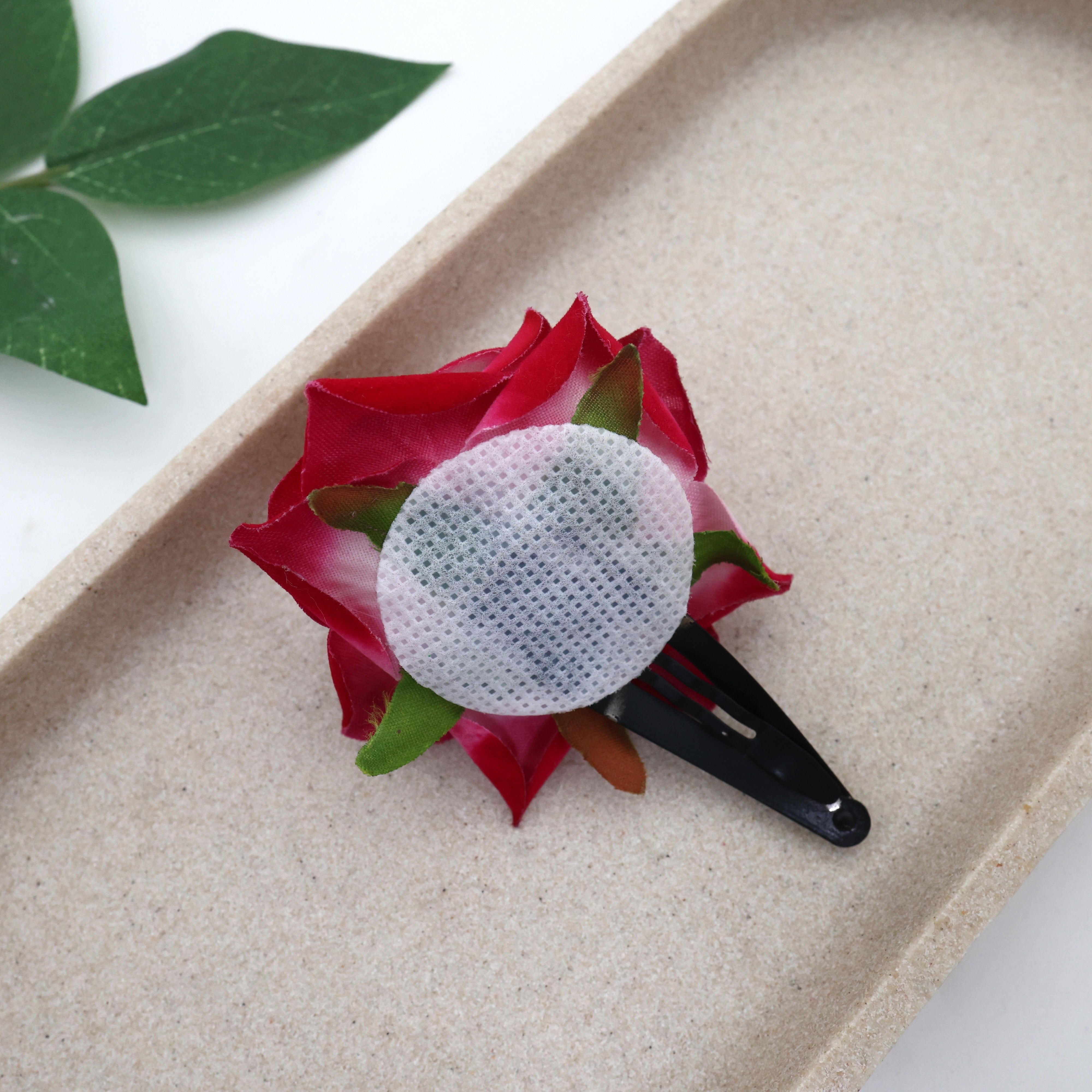 Real Looking Fabric Velvet Rose Hair Clips (One Pair)