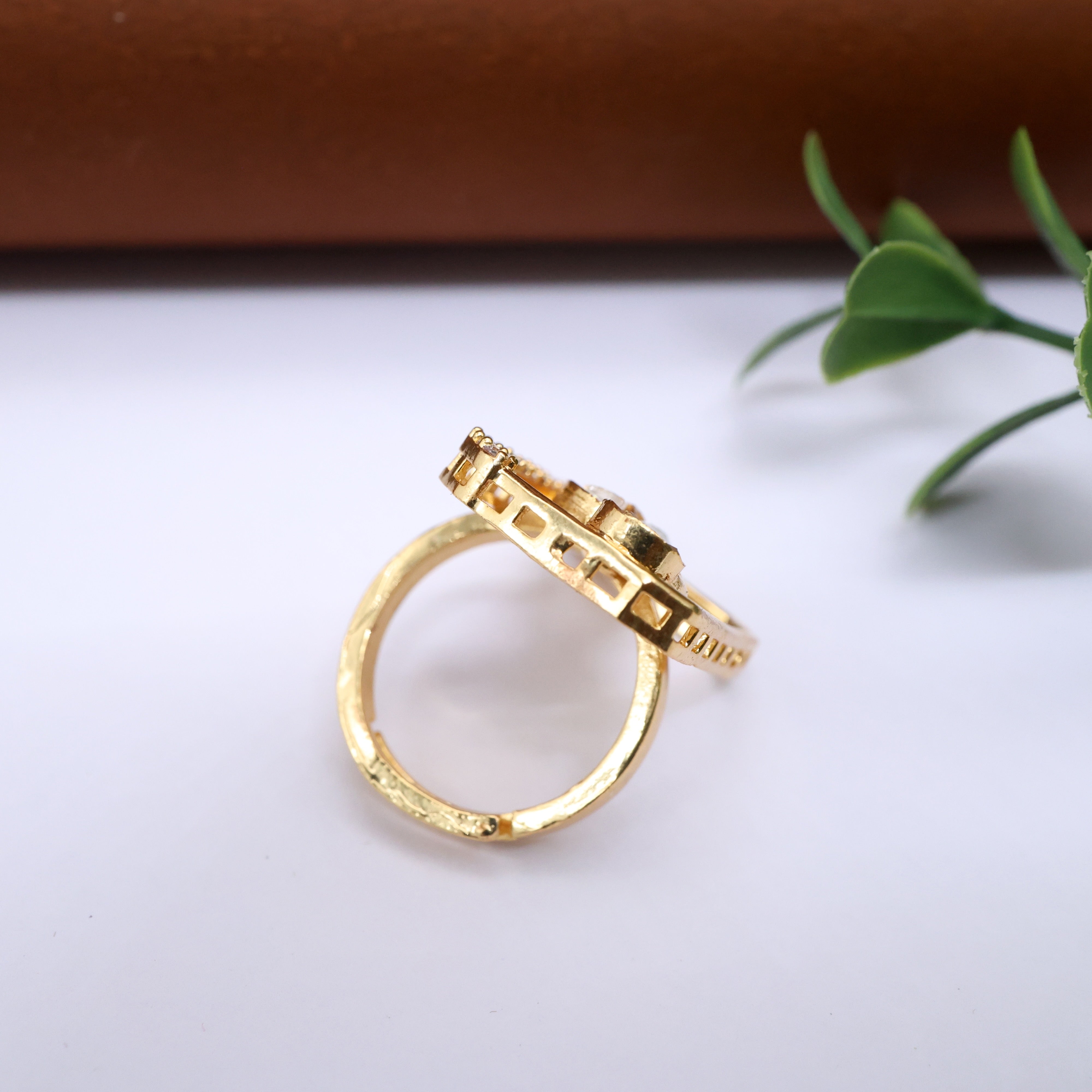 Premium Moissanite Peacock Adjustable Finger Ring - White