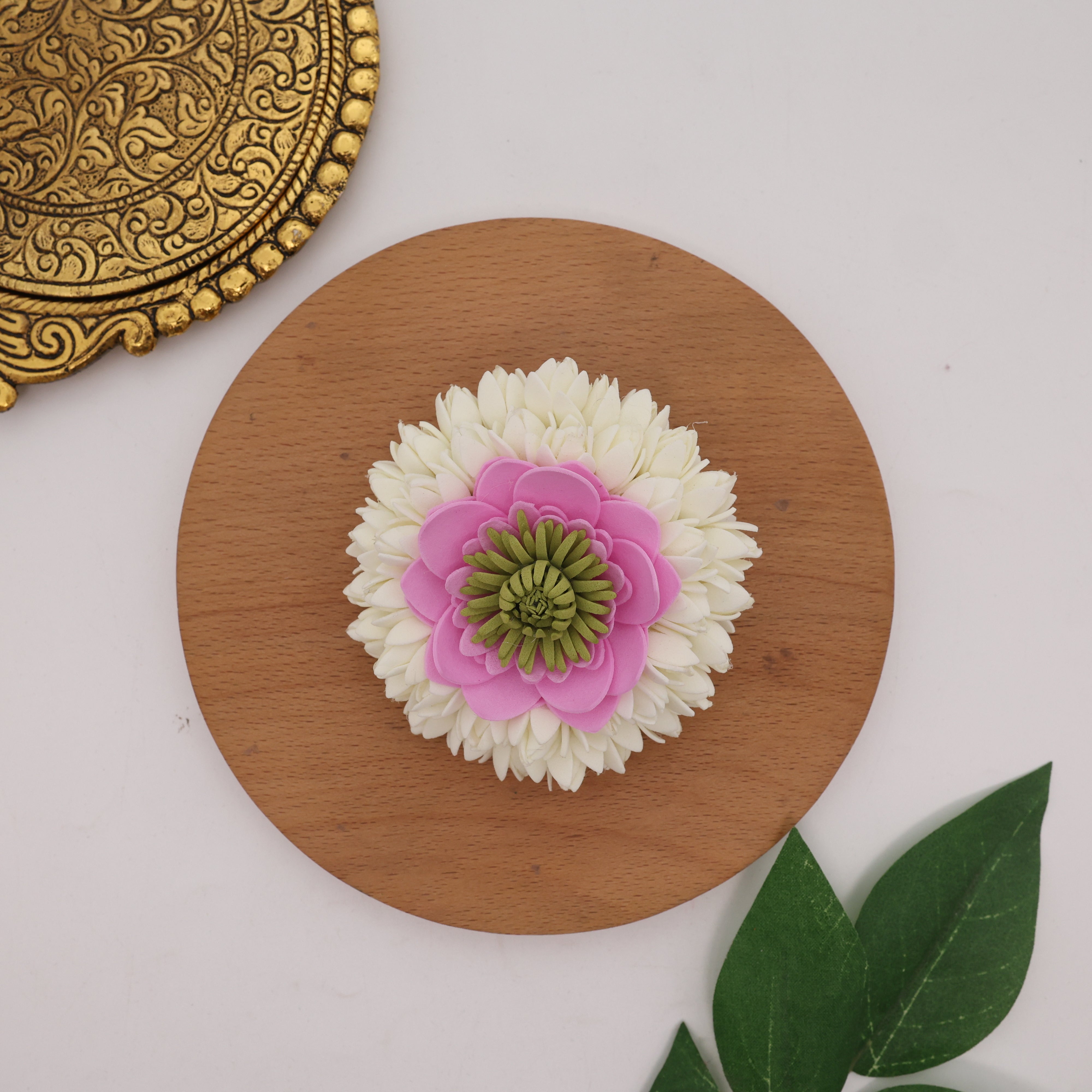 Handmade Foam Double Layer Bloomed Jasmine Lotus French Barrette Hair Clip For Women