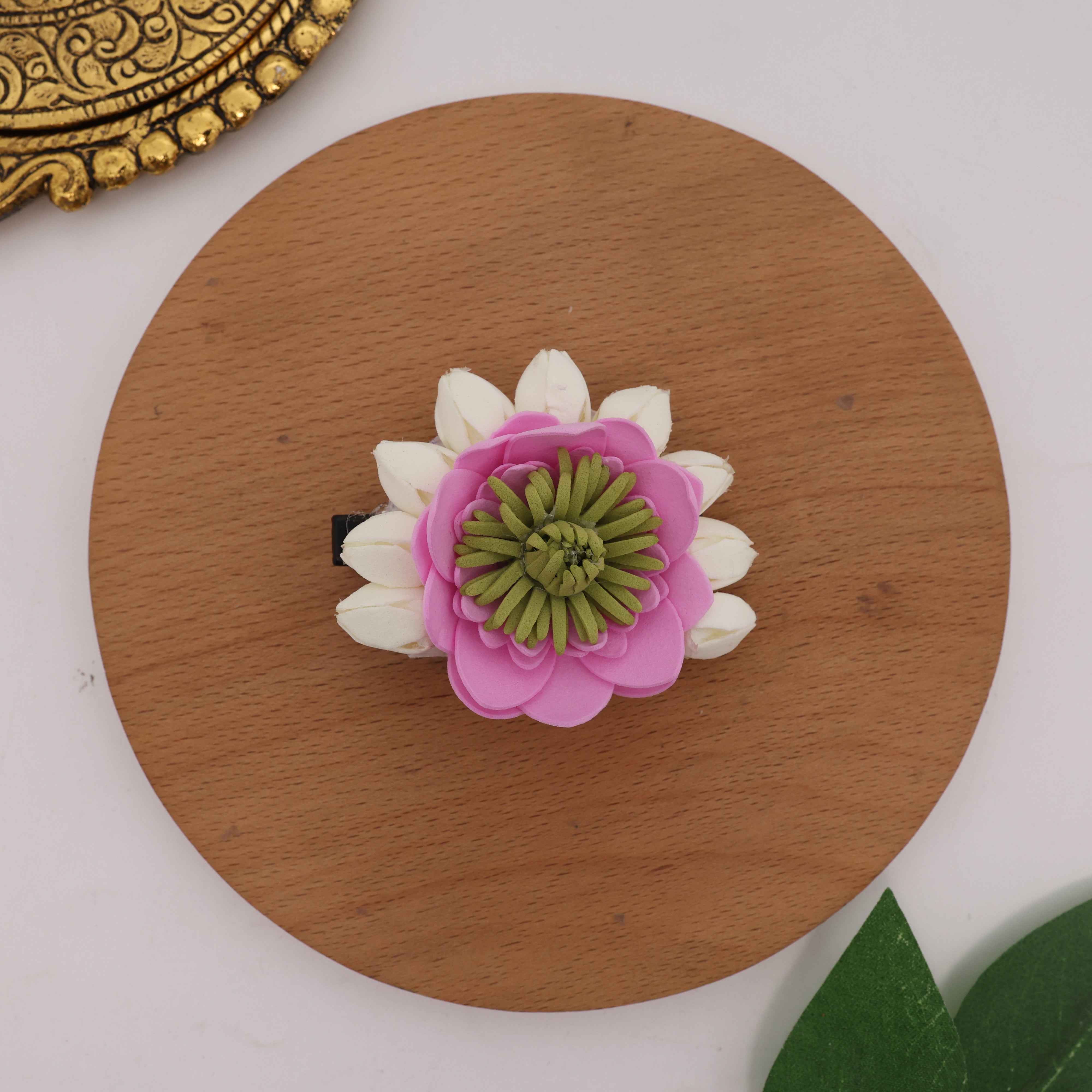 Handmade Nila Pirai Mottu Malli Lotus Alligator Hair Clip