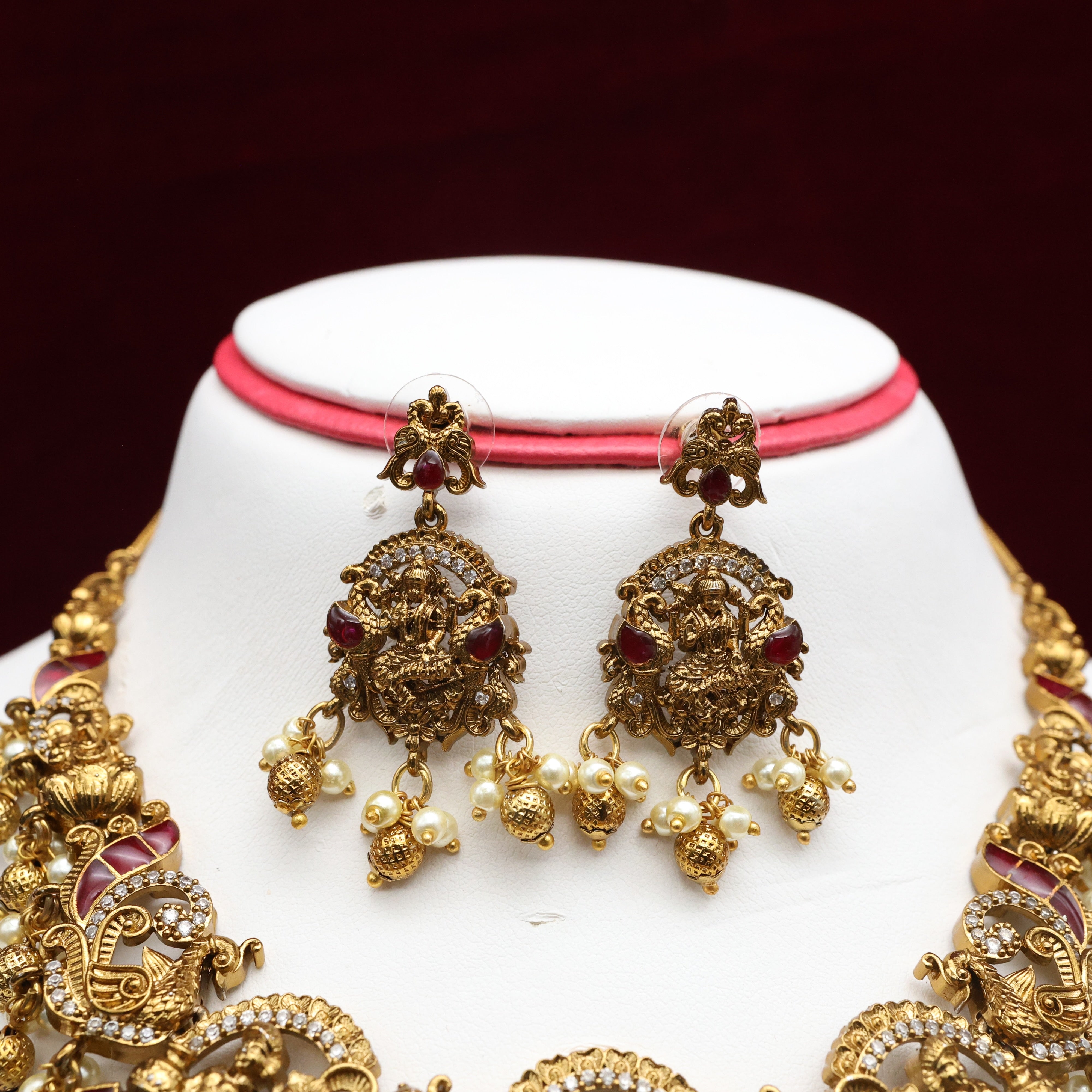 Antique Gold Nagas Lakshmi Ganesha Bridal Necklace Set