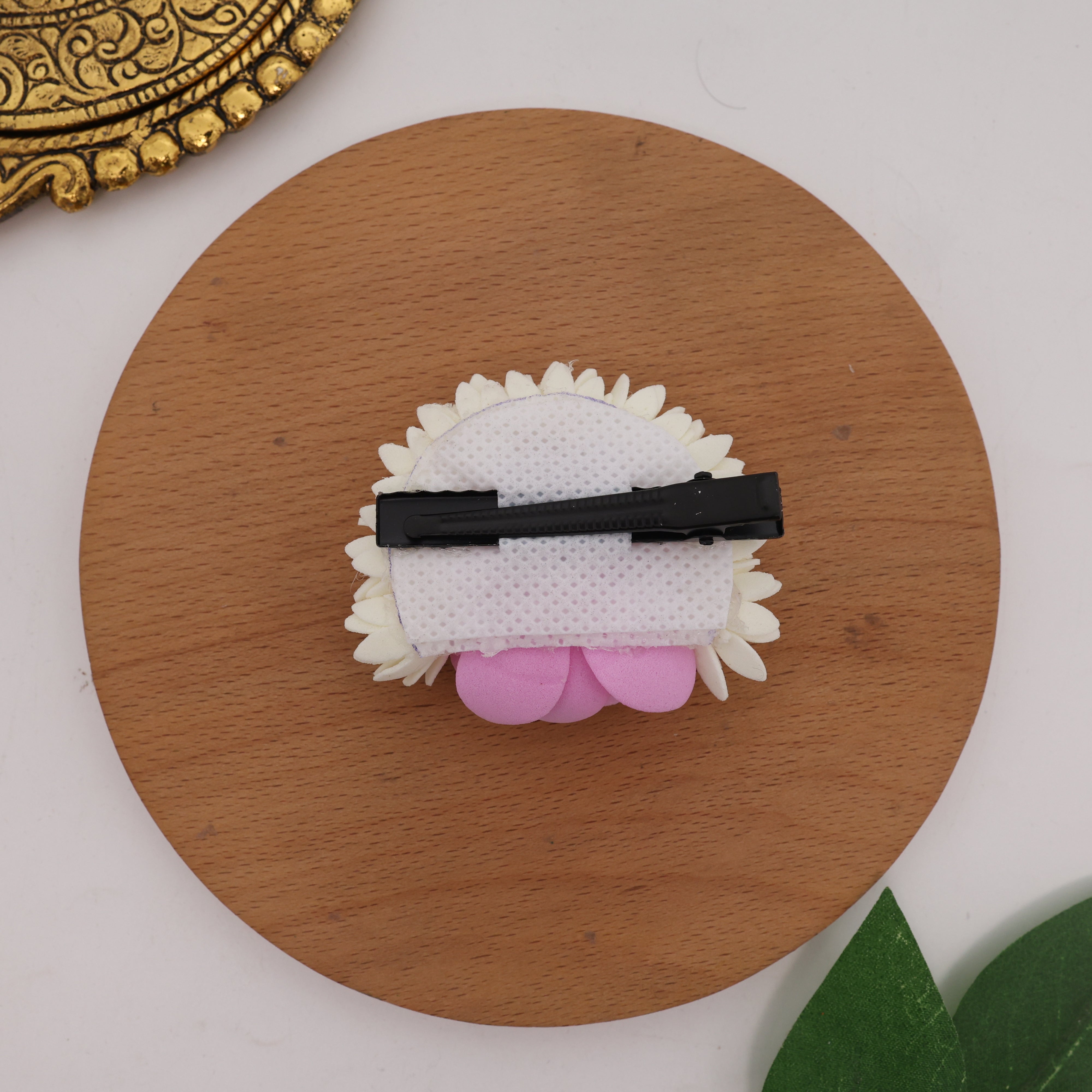 Handmade Foam Mullai Poo Lotus Moon Shaped Alligator Hair Clip
