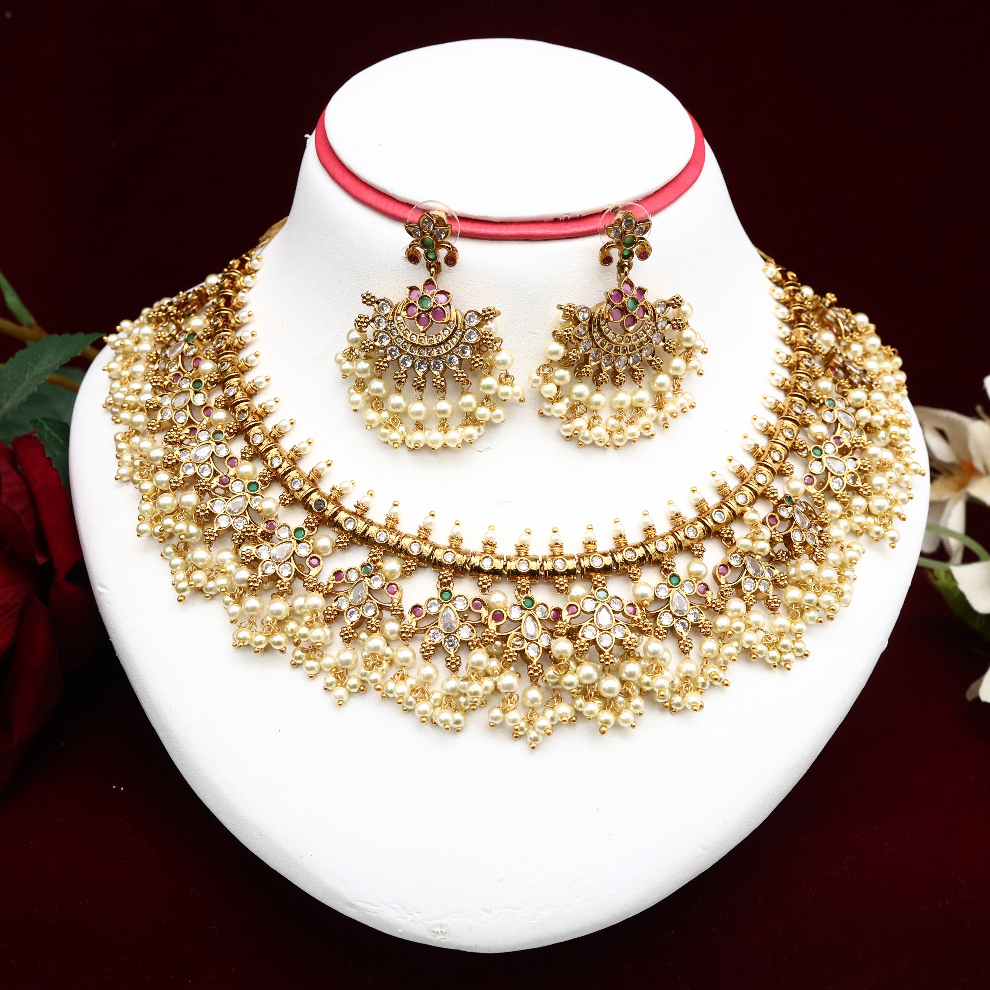 Antique AD No figure No Idol Bridal Guttapusalu Necklace Set