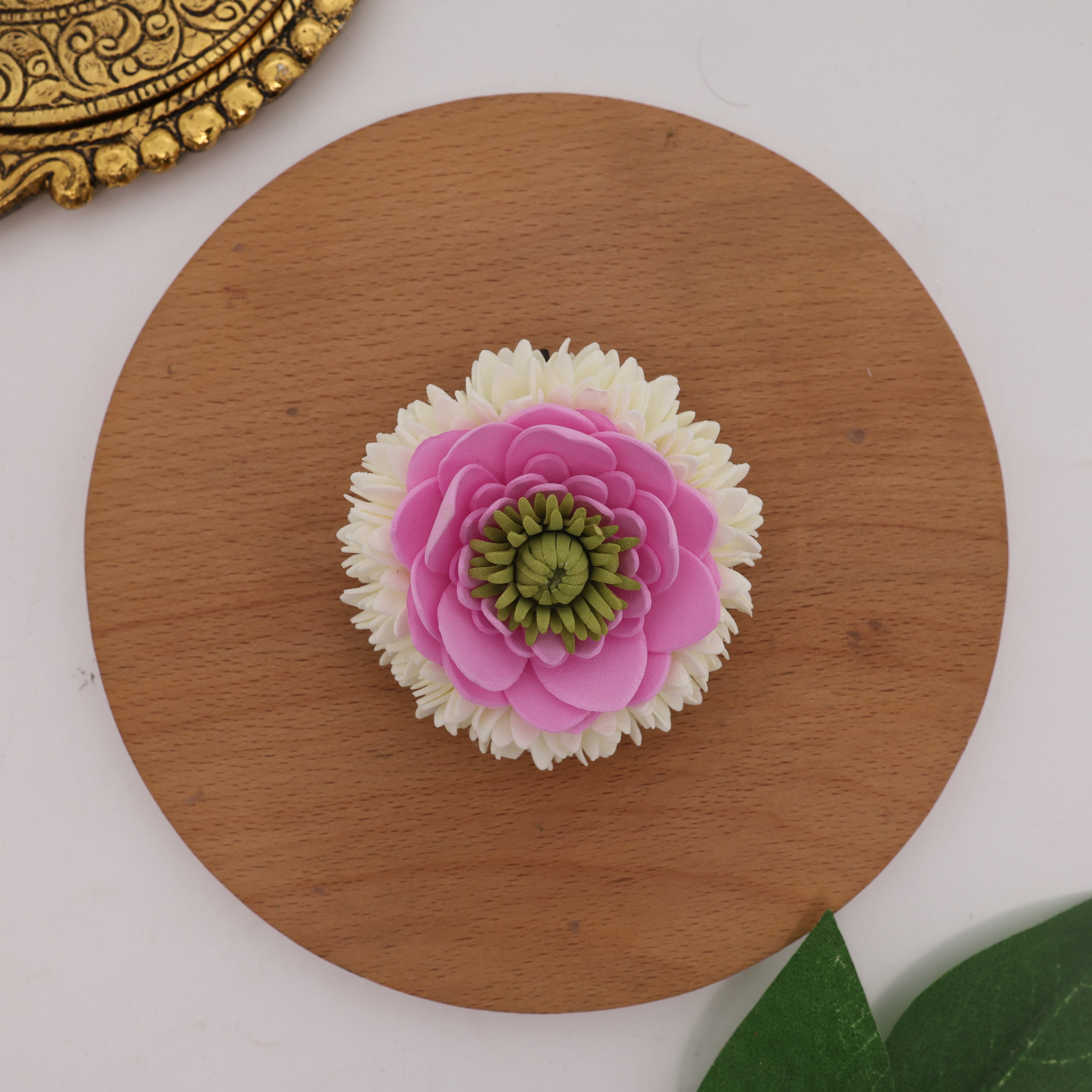 Handmade Foam Reusable Mullai Poo Lotus Round Alligator Clip