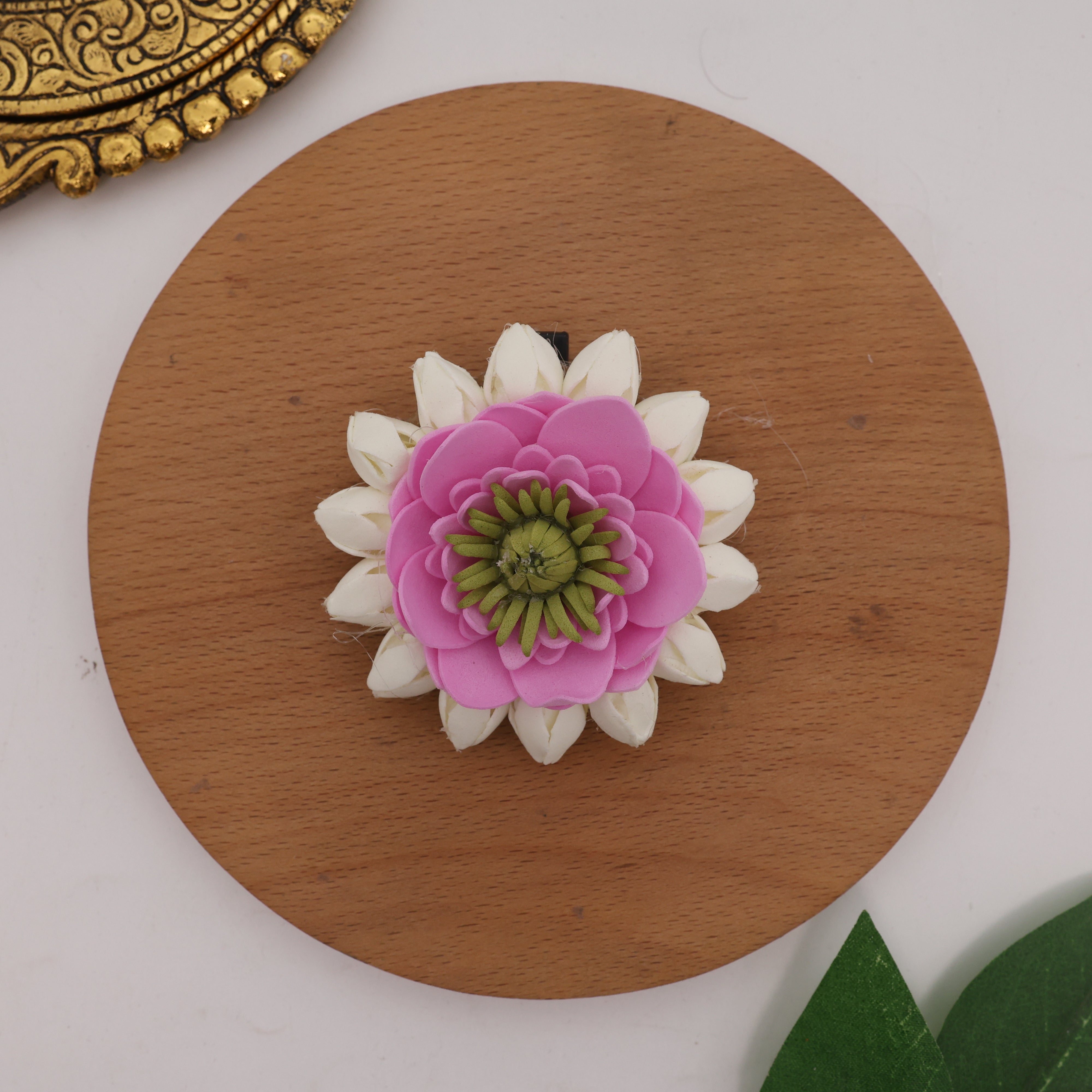 Handmade Foam Reusable Jasmine Buds Lotus Round Alligator Hair Clip