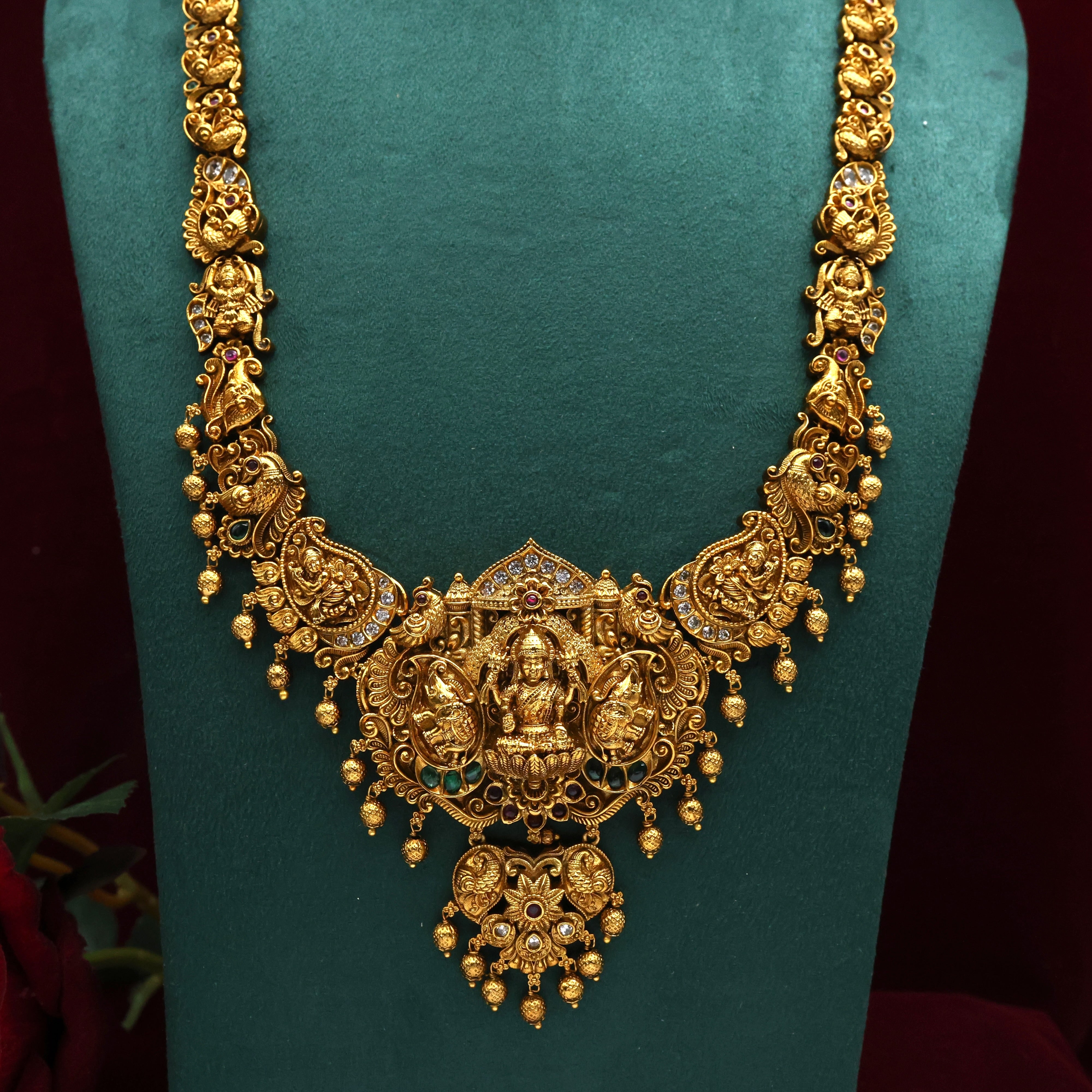Antique Gold Nagas Gajalakshmi Bridal Haaram Set