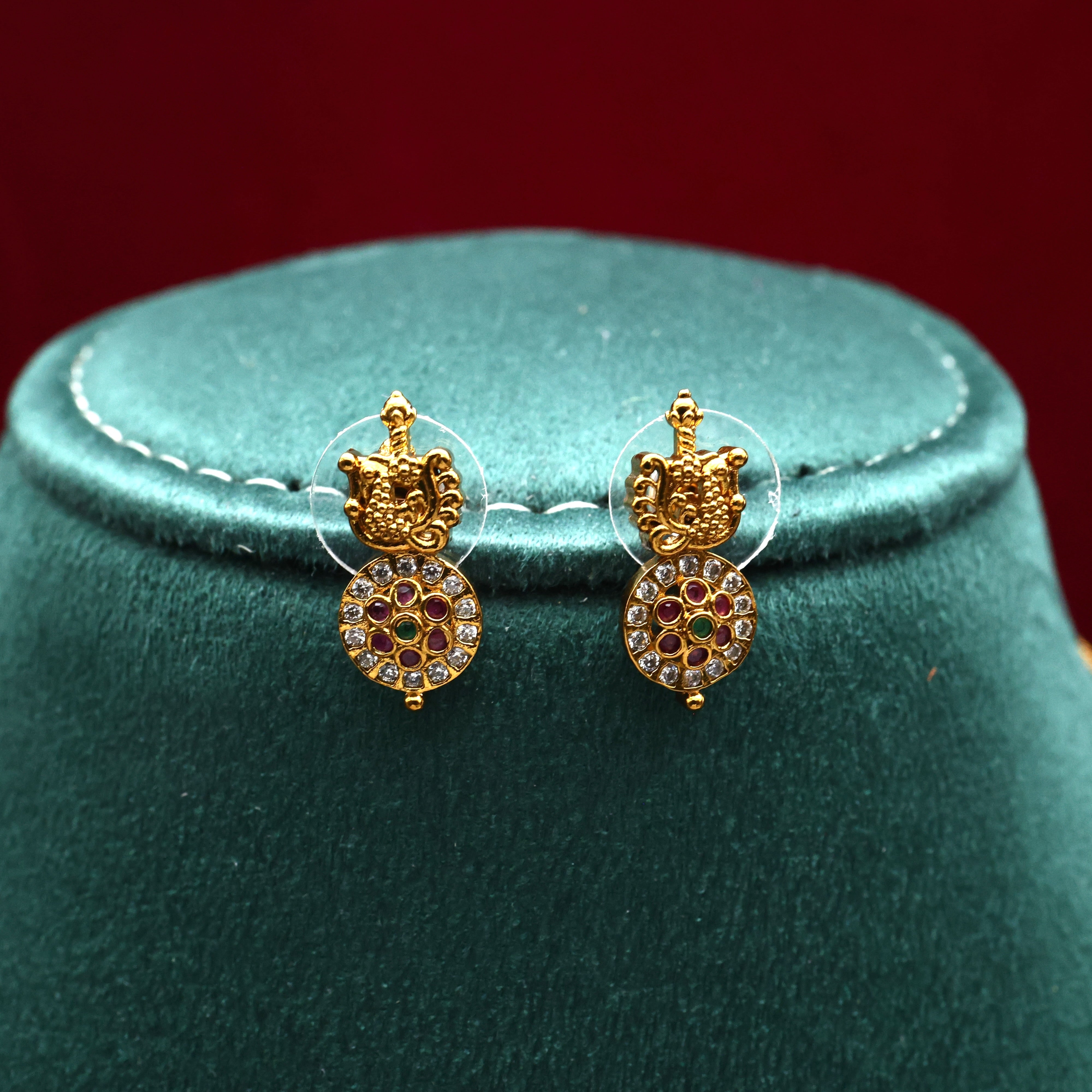 Antique Gold AD Small Flower Chakra Haaram Set