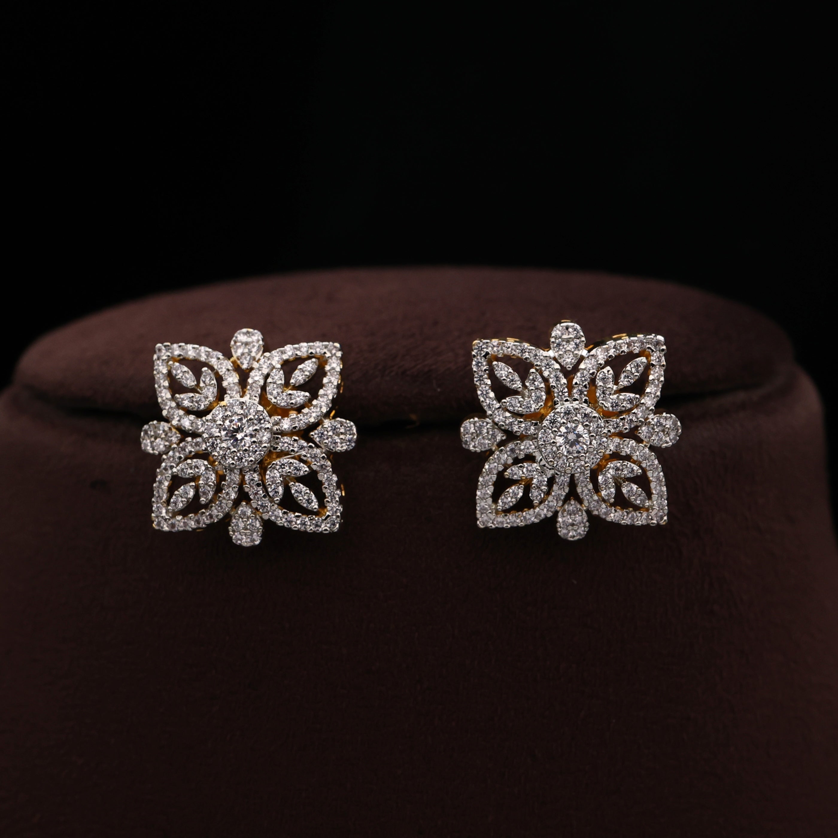 Diamond Look Premium Leaf Flower Pendant 3 Tone Hasli Set