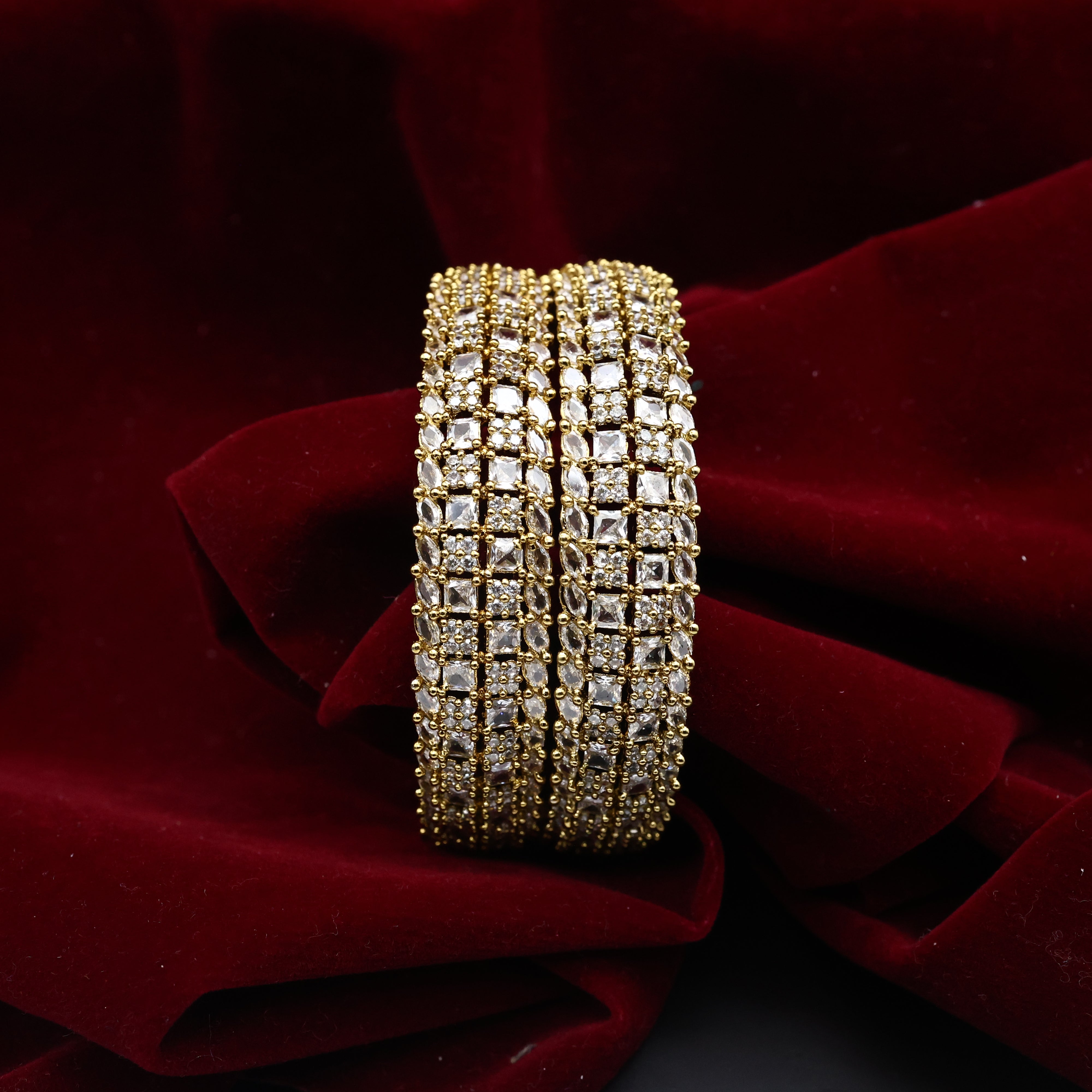 Diamond Look AD Thick Bridal Bangles
