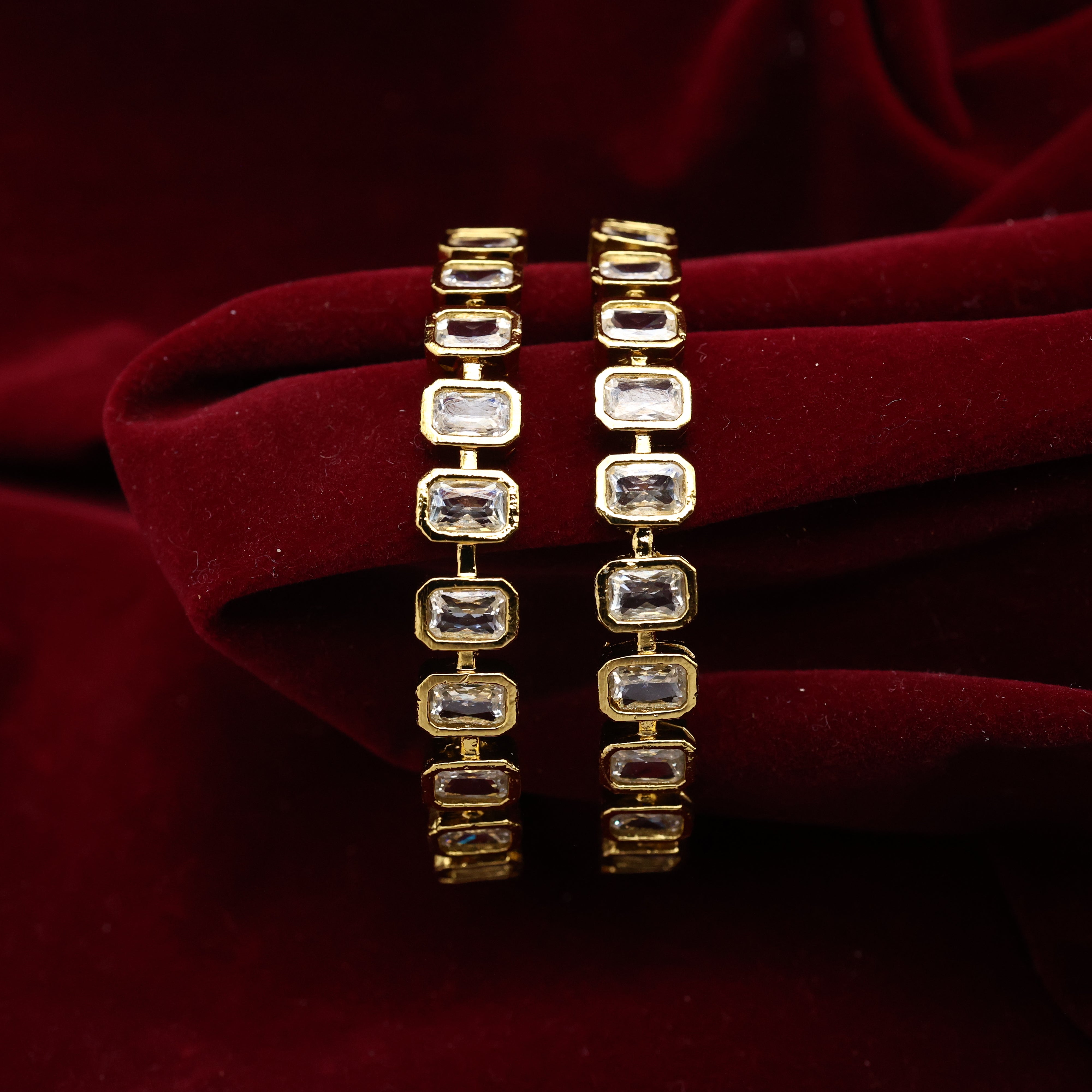 Contemporary AD Rectangle Stone Bangles