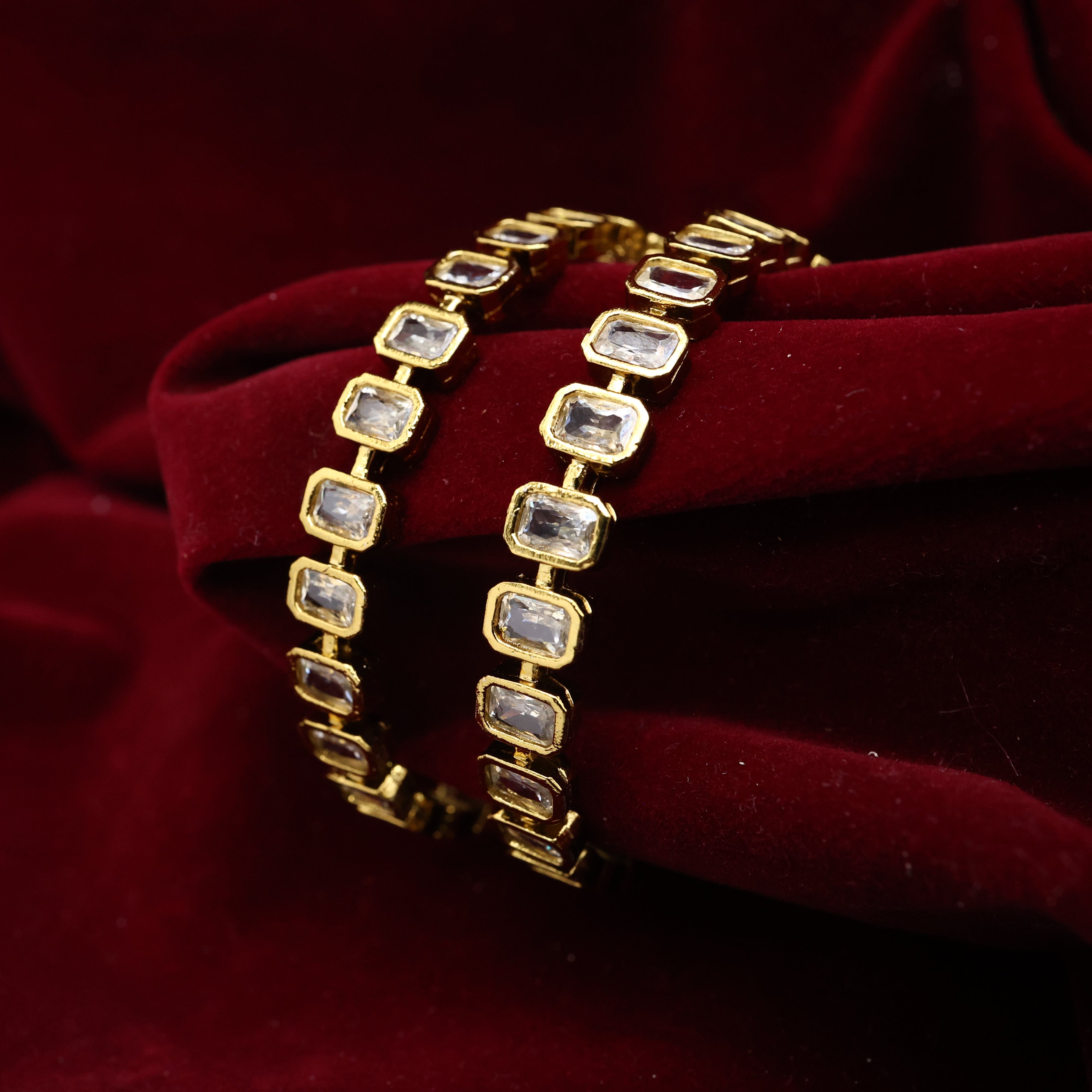 Contemporary AD Rectangle Stone Bangles