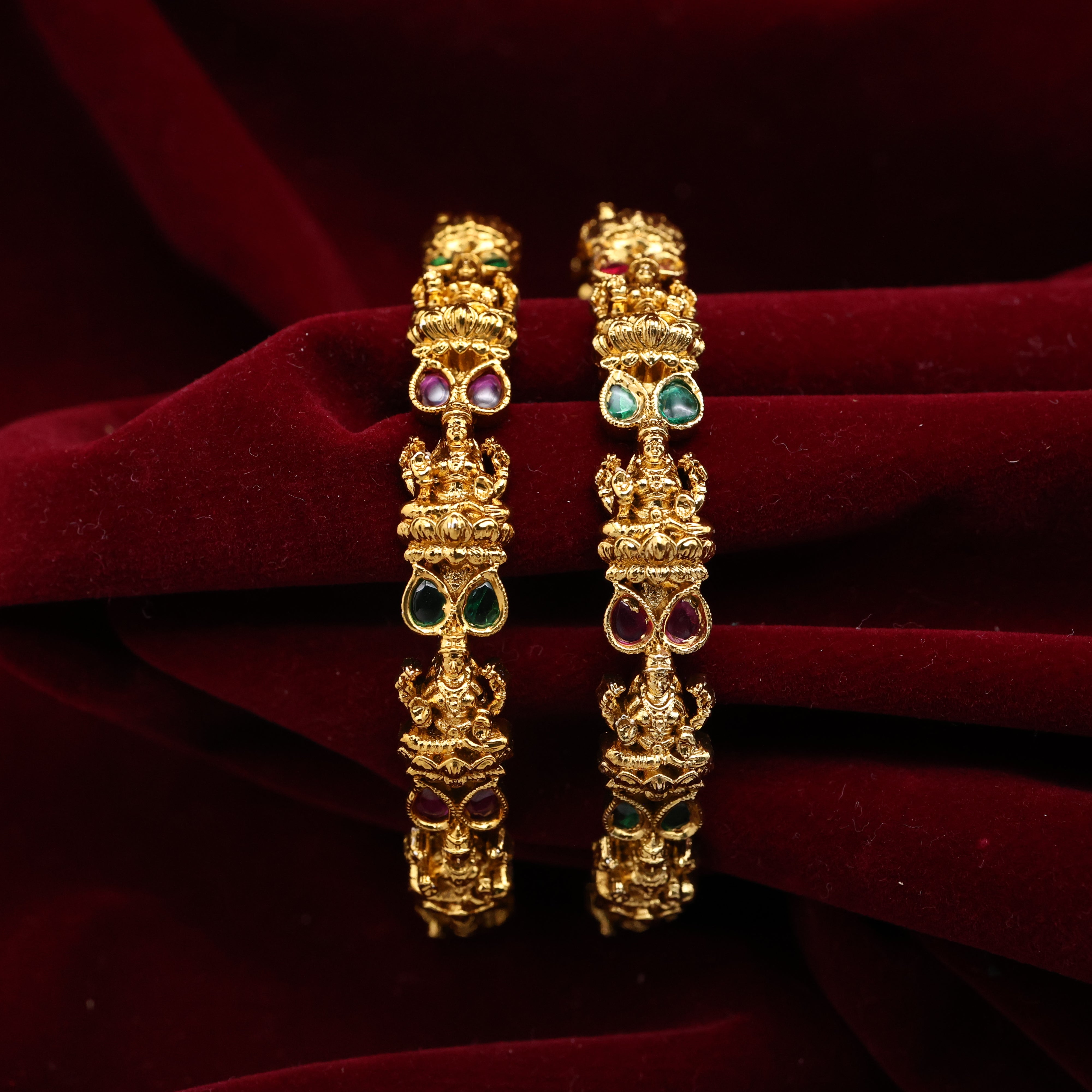 Nagas Twin Leaf Lakshmi Bridal Bangles