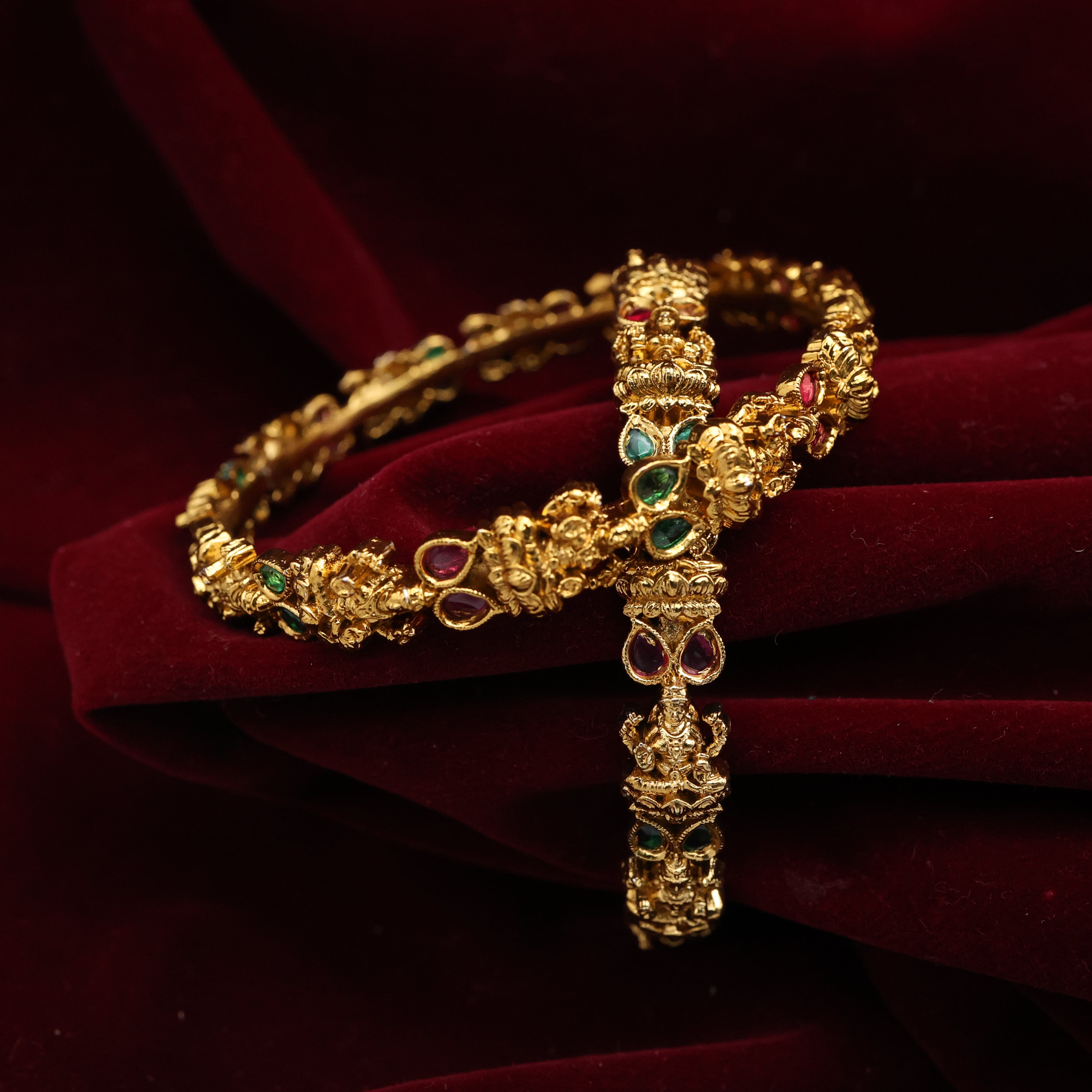Nagas Twin Leaf Lakshmi Bridal Bangles