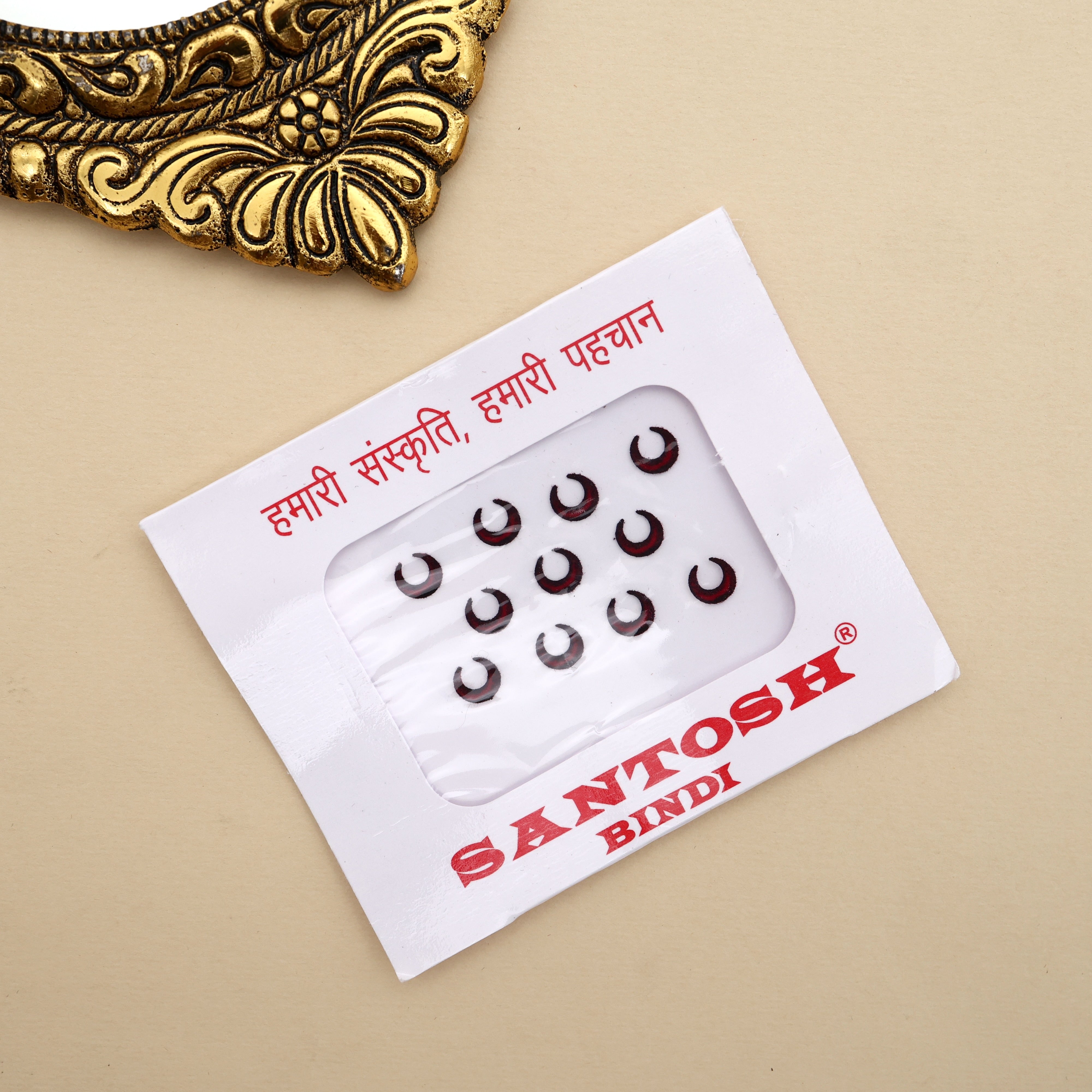Maroon Curvy Moon Sticker Bindis - Medium