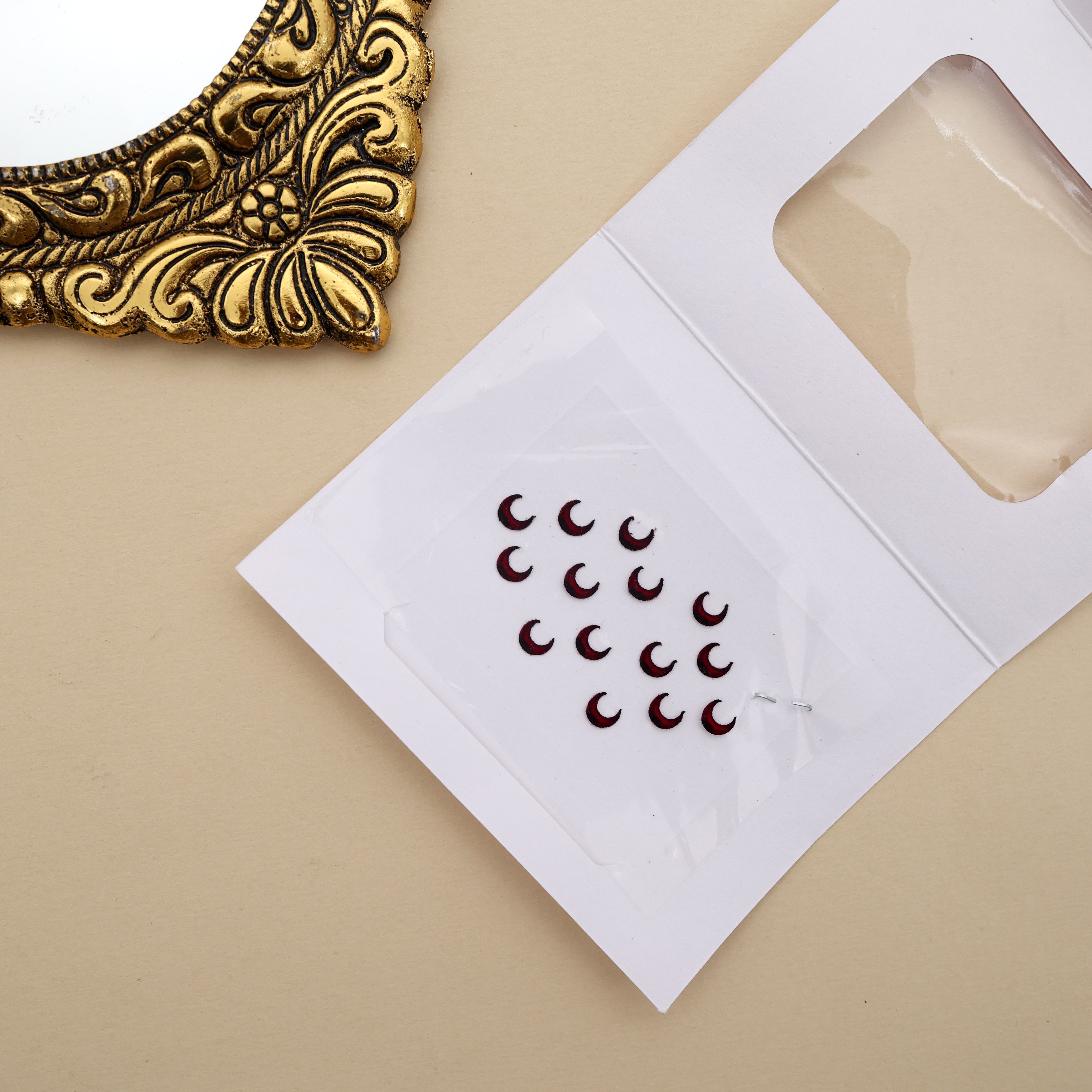 Maroon Chaand Sticker Bindis - Medium